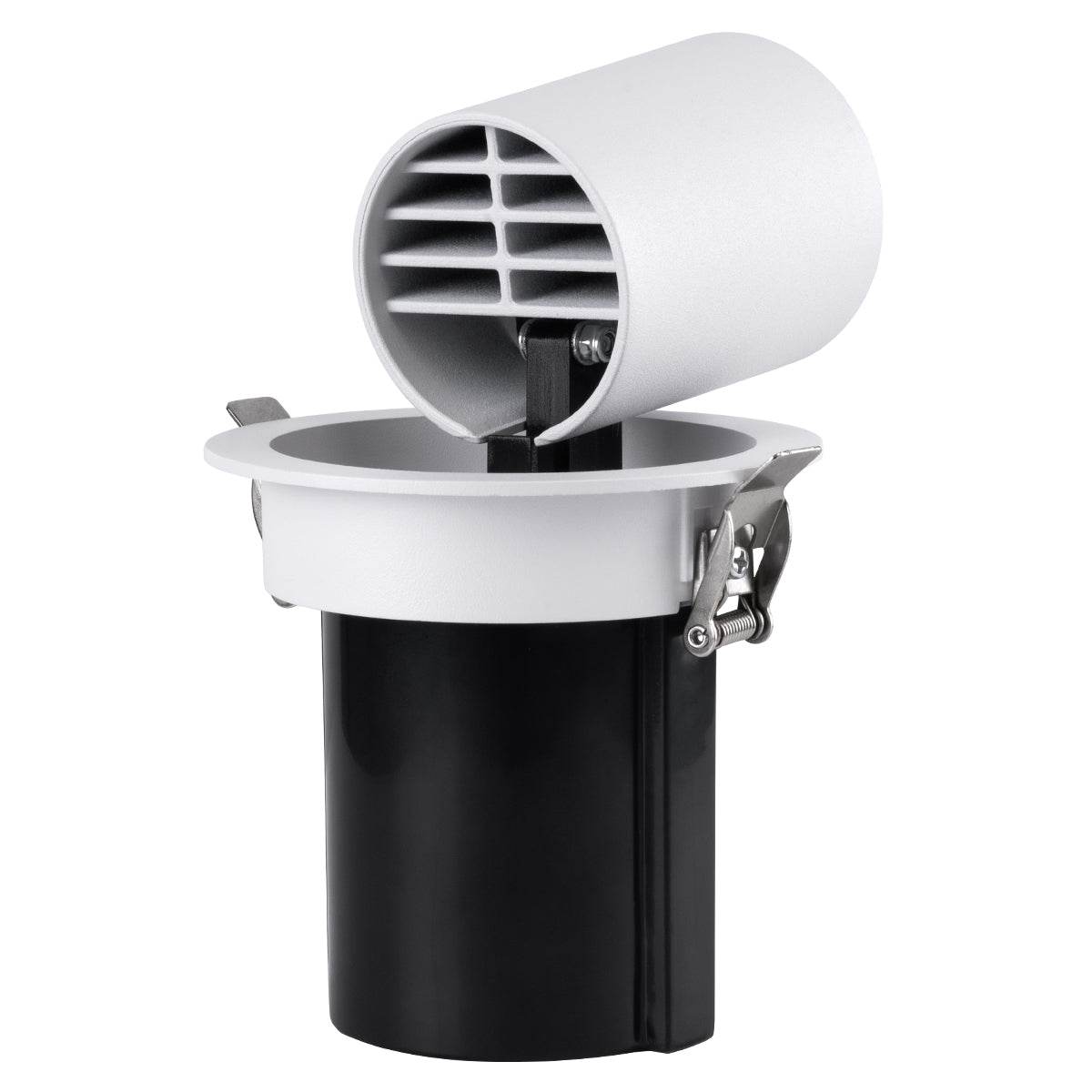 GloboStar® VIRGO-M 60307 Χωνευτό LED Spot Downlight TrimLess Φ11cm 12W 1500lm 36° AC 220-240V IP20 Φ11cm x Υ11.5cm - Στρόγγυλο - Λευκό με Μαύρο Κάτοπτρο - Θερμό Λευκό 2700K - Bridgelux COB - 5 Years Warranty - ledmania.gr