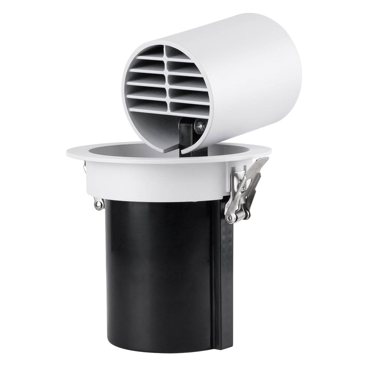 GloboStar® VIRGO-B 60310 Χωνευτό LED Spot Downlight TrimLess Φ13.5cm 20W 2600lm 36° AC 220-240V IP20 Φ13.5cm x Υ14cm - Στρόγγυλο - Λευκό με Μαύρο Κάτοπτρο - Φυσικό Λευκό 4500K - Bridgelux COB - 5 Years Warranty - ledmania.gr