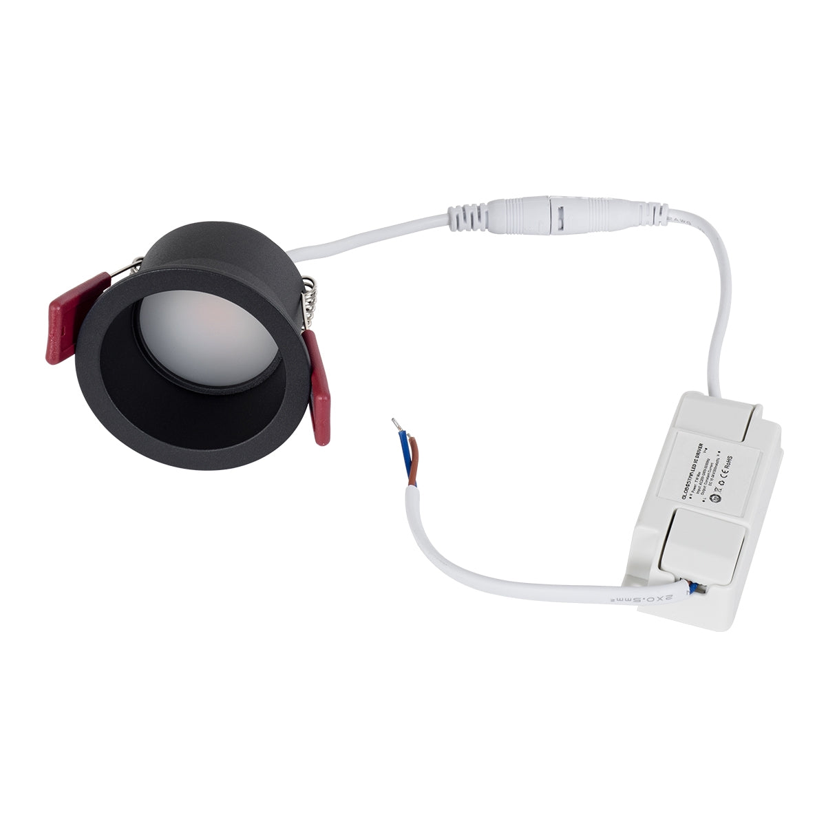 GloboStar® IP 60343 Χωνευτό LED Spot Downlight TrimLess Μπάνιου & WC Φ6.6cm 7W 700lm 45° AC 220-240V IP44 Φ6.6 x Υ5.3cm - Στρόγγυλο - Μαύρο - Θερμό Λευκό 2700K - Bridgelux COB - TÜV Certified Driver - ledmania.gr