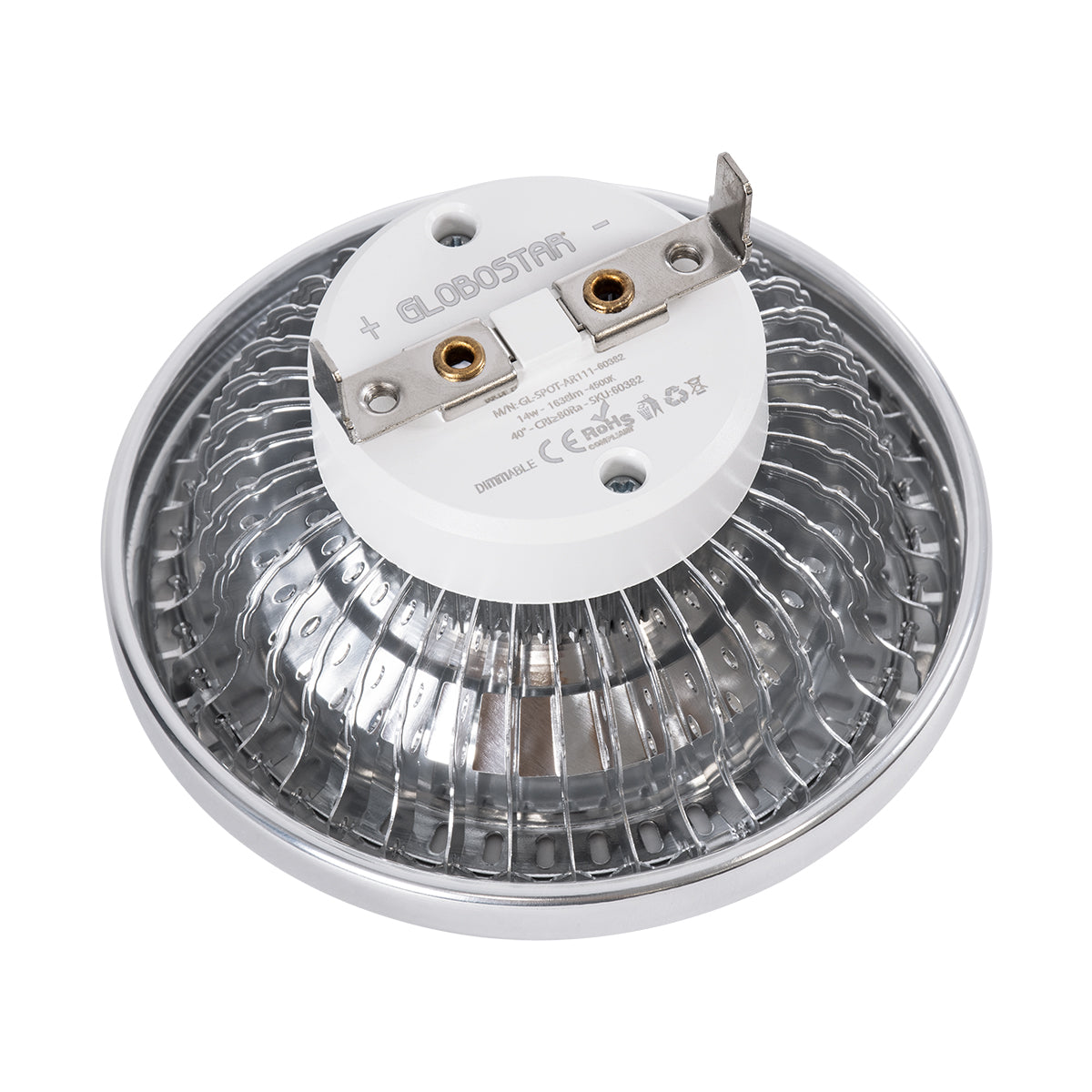 GloboStar® DARKO 60382 Σποτ LED Indirect Anti-Glare AR111 14W 1638lm 40° AC 220-240V IP20 Φ11.1 x Υ6.6cm Φυσικό Λευκό 4500K Dimmable - Bridgelux High Lumen COB Gen2 - TÜV Certified Driver - 5 Years Warranty - ledmania.gr