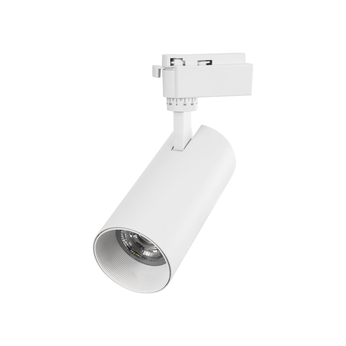 GloboStar® LUGANO 60812 Μονοφασικό Φωτιστικό Σποτ Ράγας LED 30W 3900lm 36° Acrylic HQ LENS AC 220-240V IP20 Φ7.5 x Υ22.7cm Ψυχρό Λευκό 6000K - EUROTRACK® System 1L+1N - Λευκό - Bridgelux Chip - TÜV Certified Driver - 5 Χρόνια Εγγύηση - ledmania.gr