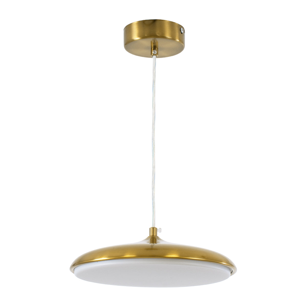 GloboStar® BARON 60886 Κρεμαστή Πλαφονιέρα Οροφής LED CCT 12W 1440lm 120° AC 220-240V - Εναλλαγή Φωτισμού μέσω Διακόπτη On/Off All In One Ψυχρό 6000k+Φυσικό 4500k+Θερμό 2700k Φ25 x Υ8cm - Χρυσό Πλατίνα - 3 Years Warranty - ledmania.gr