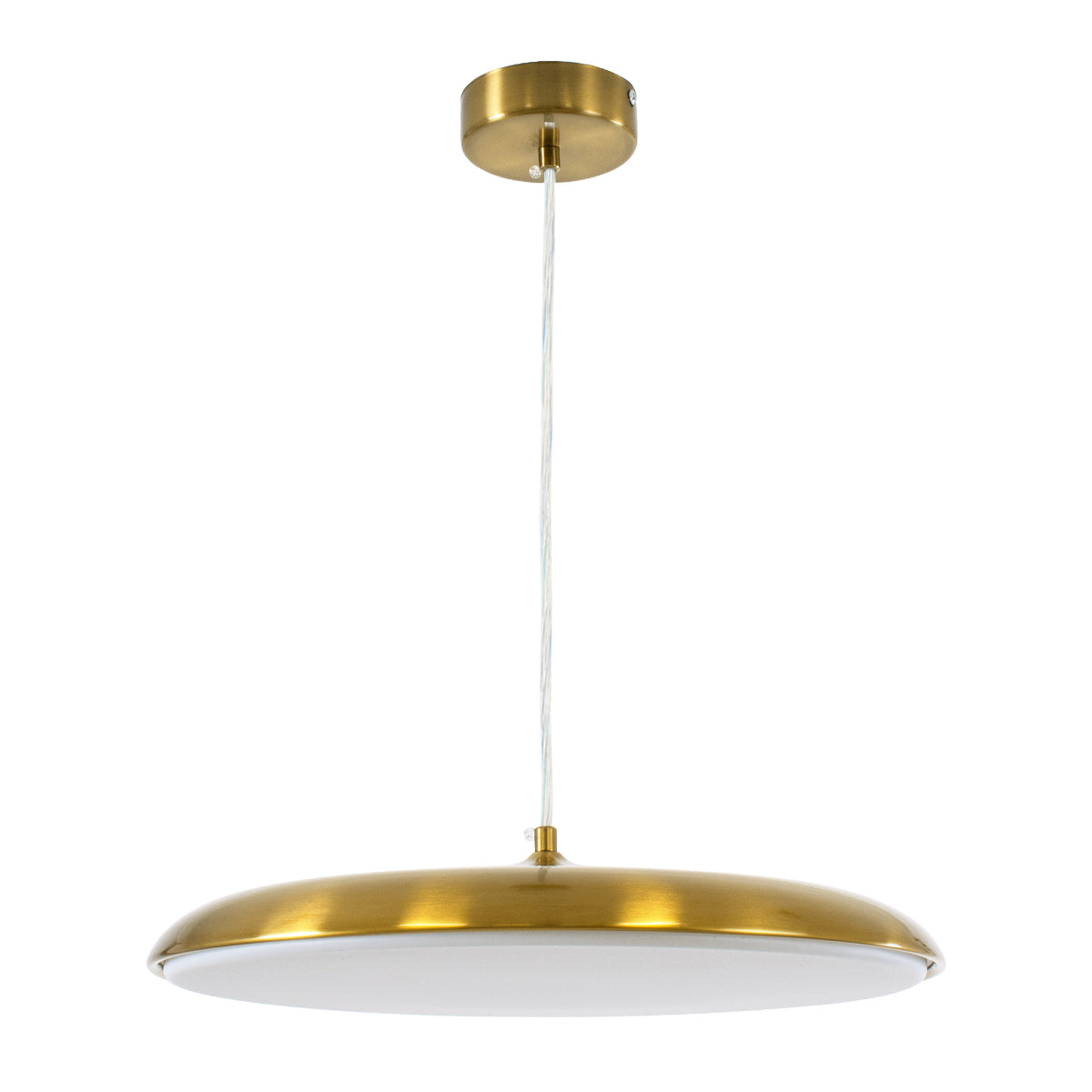 GloboStar® BARON 60887 Κρεμαστή Πλαφονιέρα Οροφής LED CCT 24W 2880lm 120° AC 220-240V - Εναλλαγή Φωτισμού μέσω Διακόπτη On/Off All In One Ψυχρό 6000k+Φυσικό 4500k+Θερμό 2700k Φ40 x Υ10cm - Χρυσό Πλατίνα - 3 Years Warranty - ledmania.gr