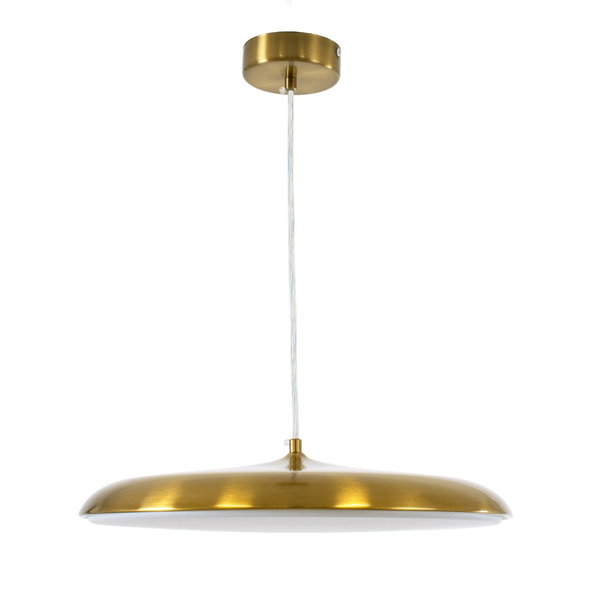 GloboStar® BARON 60887 Κρεμαστή Πλαφονιέρα Οροφής LED CCT 24W 2880lm 120° AC 220-240V - Εναλλαγή Φωτισμού μέσω Διακόπτη On/Off All In One Ψυχρό 6000k+Φυσικό 4500k+Θερμό 2700k Φ40 x Υ10cm - Χρυσό Πλατίνα - 3 Years Warranty - ledmania.gr