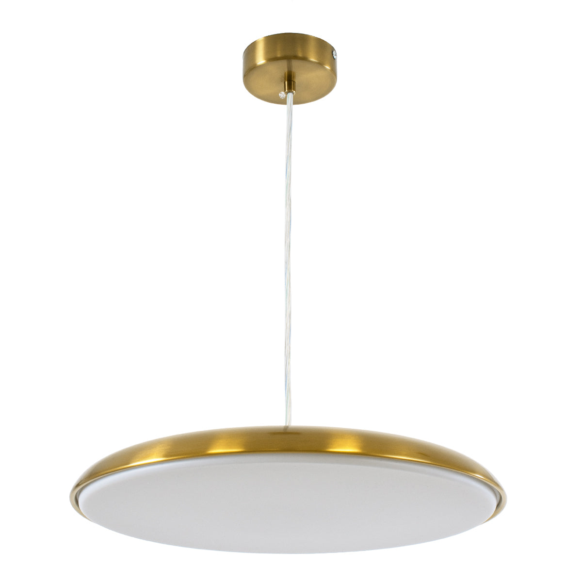 GloboStar® BARON 60887 Κρεμαστή Πλαφονιέρα Οροφής LED CCT 24W 2880lm 120° AC 220-240V - Εναλλαγή Φωτισμού μέσω Διακόπτη On/Off All In One Ψυχρό 6000k+Φυσικό 4500k+Θερμό 2700k Φ40 x Υ10cm - Χρυσό Πλατίνα - 3 Years Warranty - ledmania.gr