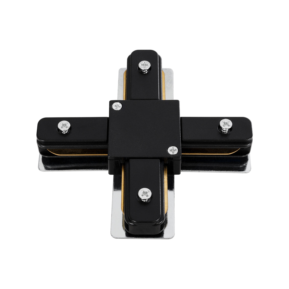 GloboStar® 2L-EUROTRACK 60909 Αντάπτορας +(Σταυρός) - Μονοφασικός 2 Καλωδίων για όλες τις Ράγες EUROTRACK AC 220-240V IP20 Μ10.7 x Π10.7 x Υ1.5cm - EUROTRACK® System 1L+1N - Θερμοπλαστικό - Μαύρο - 5 Χρόνια Εγγύηση - ledmania.gr