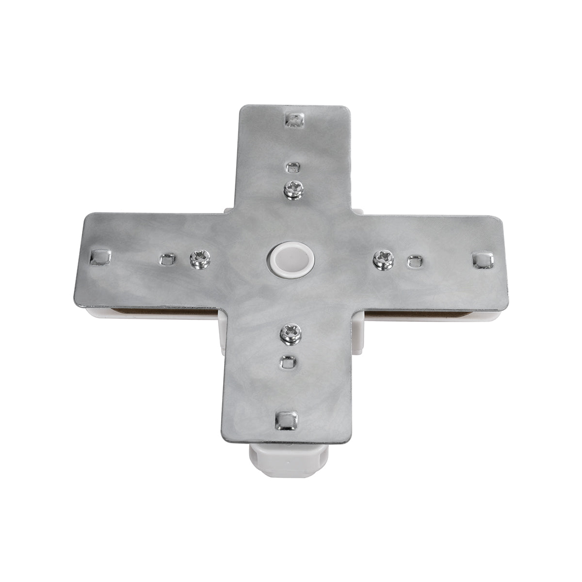 GloboStar® 2L-EUROTRACK 60910 Αντάπτορας +(Σταυρός) - Μονοφασικός 2 Καλωδίων για όλες τις Ράγες EUROTRACK AC 220-240V IP20 Μ10.7 x Π10.7 x Υ1.5cm - EUROTRACK® System 1L+1N - Θερμοπλαστικό - Λευκό - 5 Χρόνια Εγγύηση - ledmania.gr