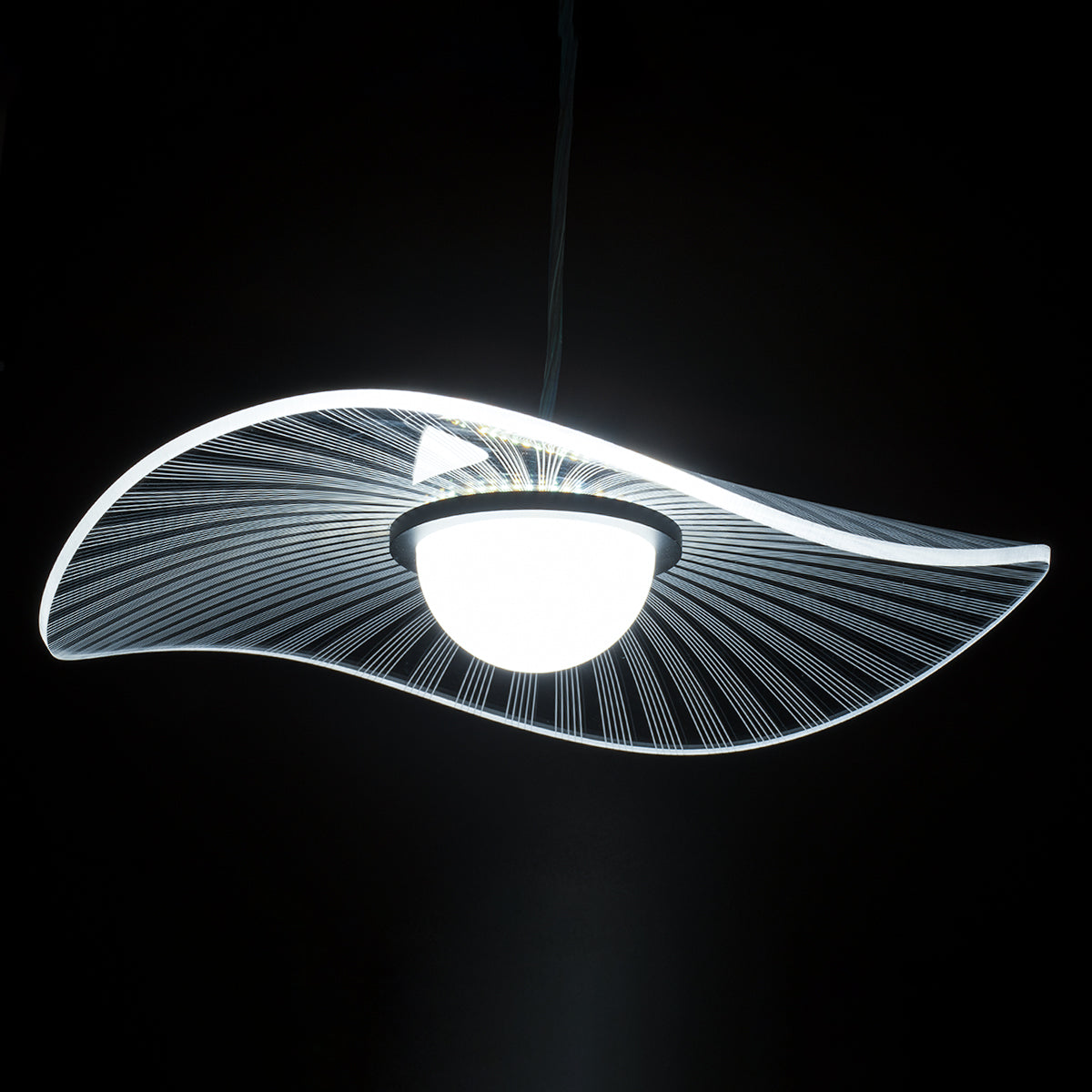 GloboStar® ACRYLICA 60974 Κρεμαστό Φωτιστικό Οροφής Design LED CCT 20W 2240lm 360° AC 220-240V - Εναλλαγή Φωτισμού μέσω Διακόπτη On/Off All In One Ψυχρό 6000k+Φυσικό 4500k+Θερμό 2700k Φ40cm - Μαύρο με Διάφανο Laser Designed Plexiglass - 3 Years Warranty - ledmania.gr