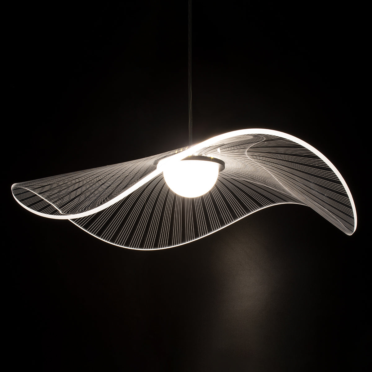 GloboStar® ACRYLICA 60975 Κρεμαστό Φωτιστικό Οροφής Design LED CCT 20W 2240lm 360° AC 220-240V - Εναλλαγή Φωτισμού μέσω Διακόπτη On/Off All In One Ψυχρό 6000k+Φυσικό 4500k+Θερμό 2700k Φ60cm - Μαύρο με Διάφανο Laser Designed Plexiglass - 3 Years Warranty - ledmania.gr