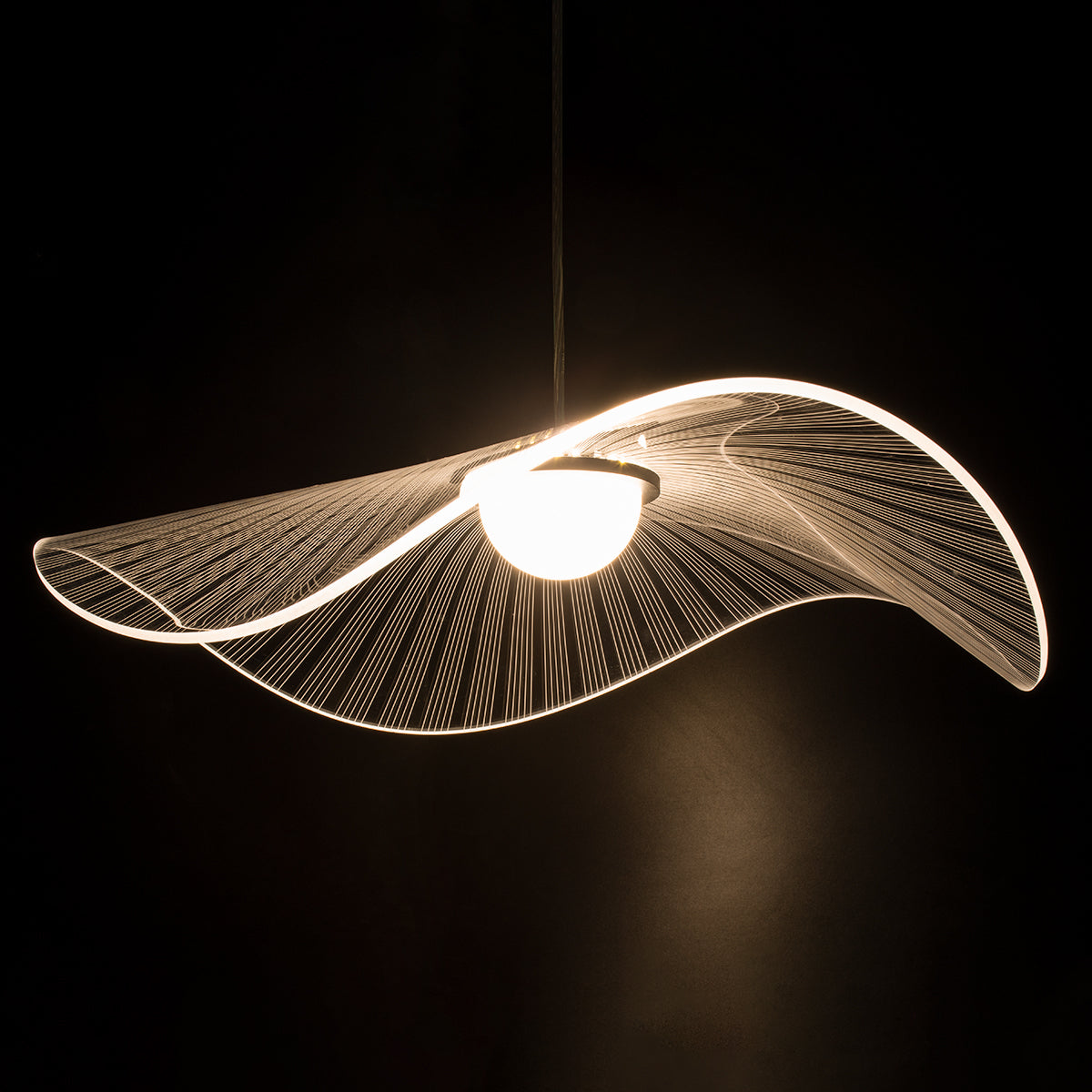 GloboStar® ACRYLICA 60975 Κρεμαστό Φωτιστικό Οροφής Design LED CCT 20W 2240lm 360° AC 220-240V - Εναλλαγή Φωτισμού μέσω Διακόπτη On/Off All In One Ψυχρό 6000k+Φυσικό 4500k+Θερμό 2700k Φ60cm - Μαύρο με Διάφανο Laser Designed Plexiglass - 3 Years Warranty - ledmania.gr
