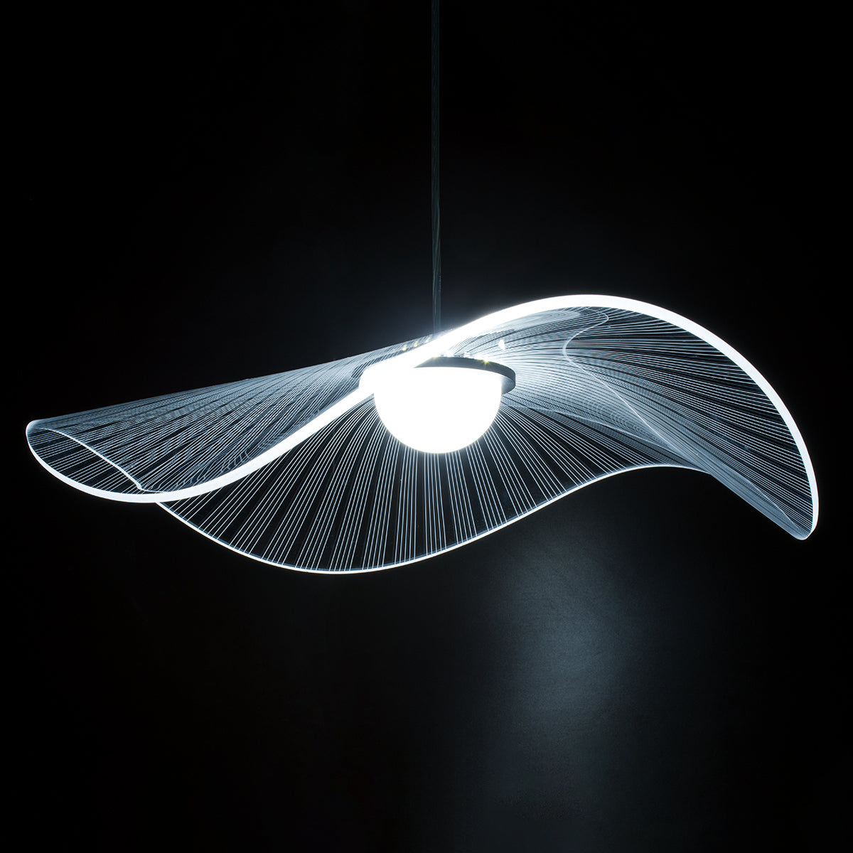 GloboStar® ACRYLICA 60975 Κρεμαστό Φωτιστικό Οροφής Design LED CCT 20W 2240lm 360° AC 220-240V - Εναλλαγή Φωτισμού μέσω Διακόπτη On/Off All In One Ψυχρό 6000k+Φυσικό 4500k+Θερμό 2700k Φ60cm - Μαύρο με Διάφανο Laser Designed Plexiglass - 3 Years Warranty - ledmania.gr