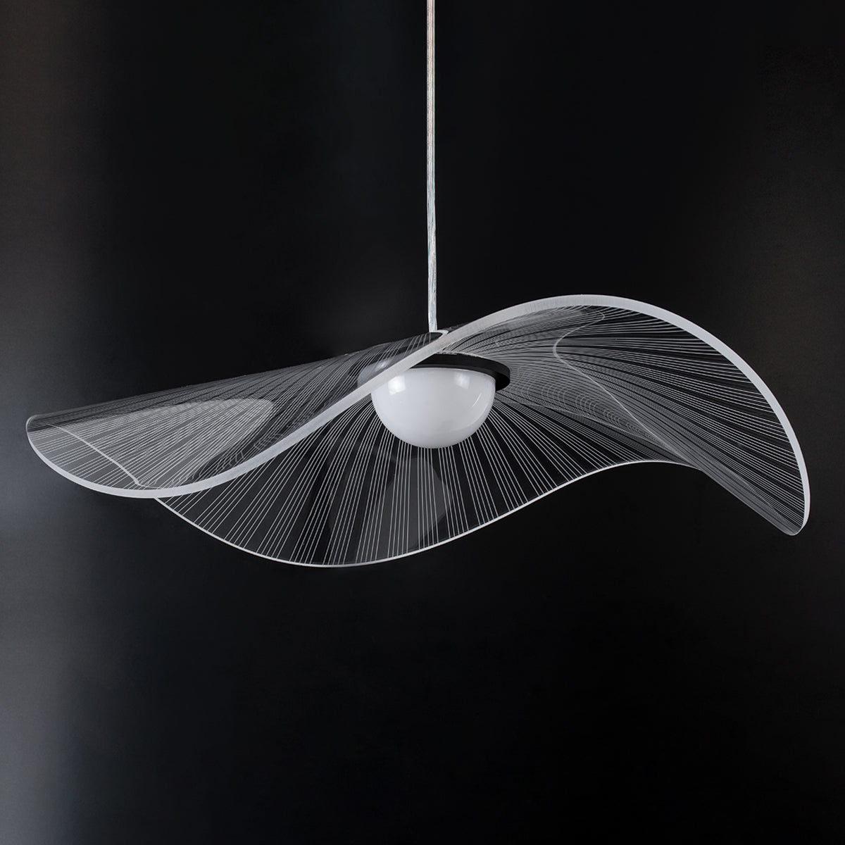 GloboStar® ACRYLICA 60975 Κρεμαστό Φωτιστικό Οροφής Design LED CCT 20W 2240lm 360° AC 220-240V - Εναλλαγή Φωτισμού μέσω Διακόπτη On/Off All In One Ψυχρό 6000k+Φυσικό 4500k+Θερμό 2700k Φ60cm - Μαύρο με Διάφανο Laser Designed Plexiglass - 3 Years Warranty - ledmania.gr