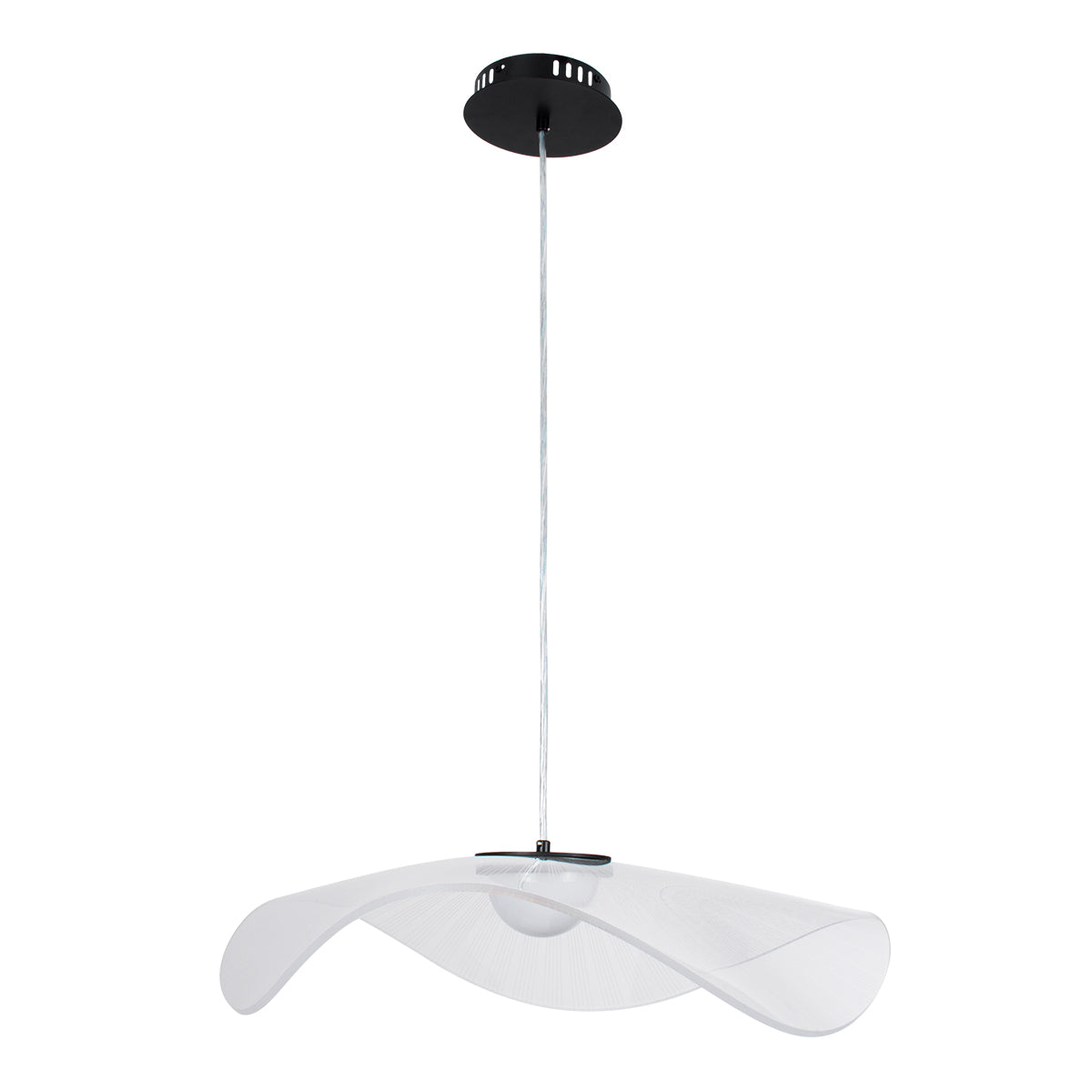 GloboStar® ACRYLICA 60975 Κρεμαστό Φωτιστικό Οροφής Design LED CCT 20W 2240lm 360° AC 220-240V - Εναλλαγή Φωτισμού μέσω Διακόπτη On/Off All In One Ψυχρό 6000k+Φυσικό 4500k+Θερμό 2700k Φ60cm - Μαύρο με Διάφανο Laser Designed Plexiglass - 3 Years Warranty - ledmania.gr