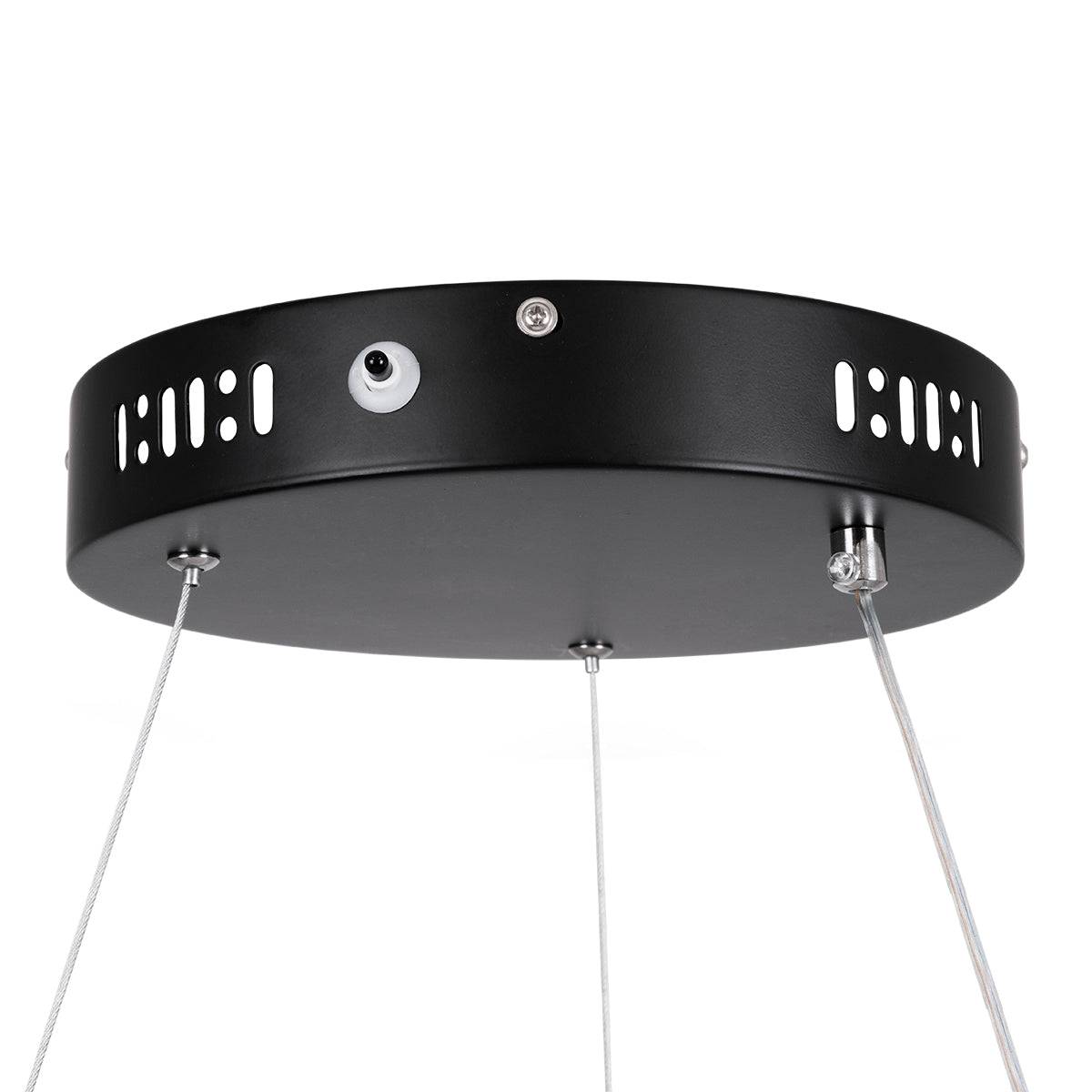 GloboStar® ARIANA 61037 Κρεμαστή Πλαφονιέρα Οροφής Κύκλος LED CCT 55W 6376lm 120° AC 220-240V - Εναλλαγή Φωτισμού μέσω Τηλεχειριστηρίου All In One Ψυχρό Λευκό 6000k+Φυσικό Λευκό 4500k+Θερμό Λευκό 2700k Dimmable Φ48cm - Μαύρο - 3 Years Warranty - ledmania.gr