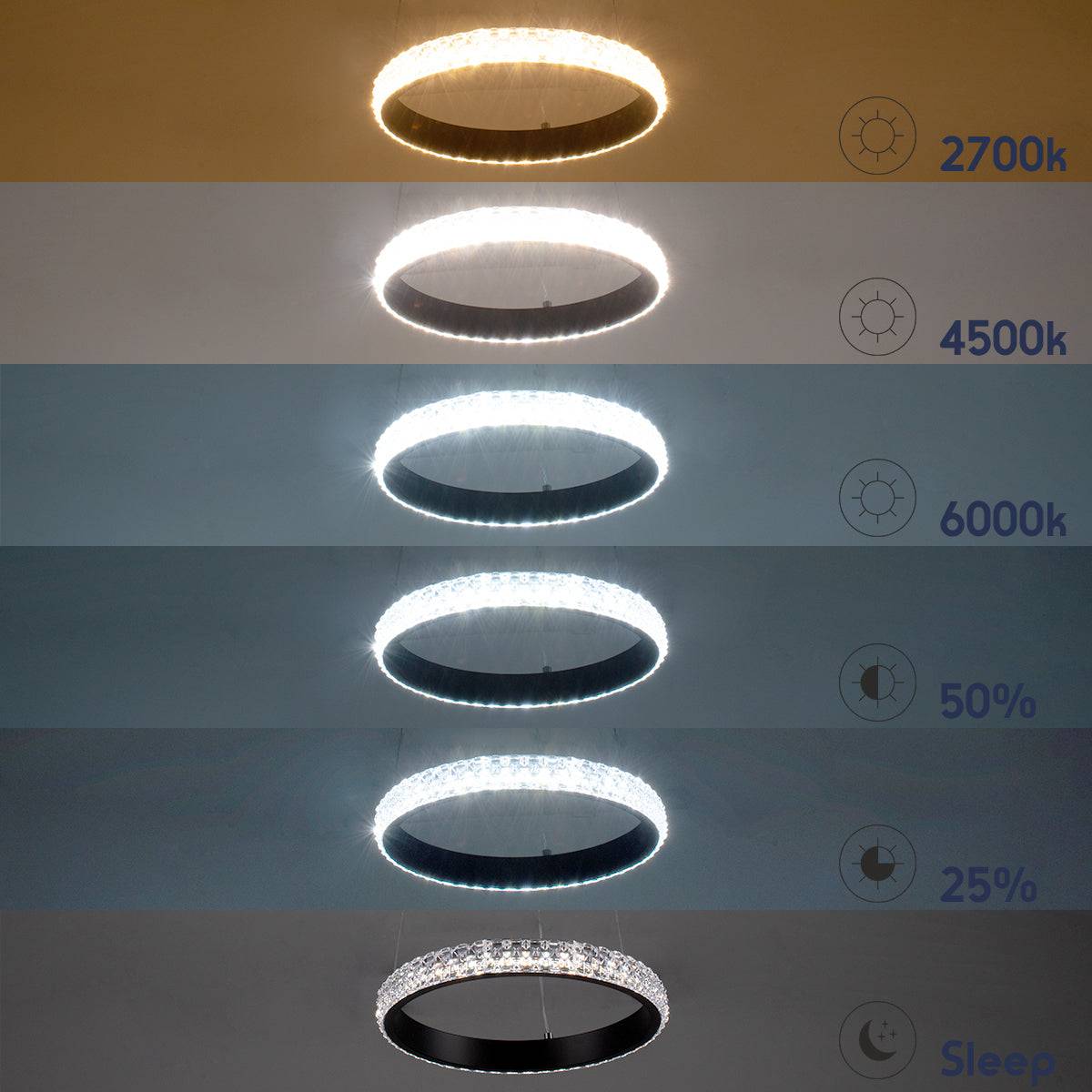 GloboStar® DIAMOND 61128 Κρεμαστό Φωτιστικό Δαχτυλίδι-Κύκλος LED CCT 30W 3513lm 360° AC 220-240V - Εναλλαγή Φωτισμού μέσω Τηλεχειριστηρίου All In One Ψυχρό 6000k+Φυσικό 4500k+Θερμό 2700k Dimmable Φ40cm - Μαύρο - 3 Years Warranty - ledmania.gr