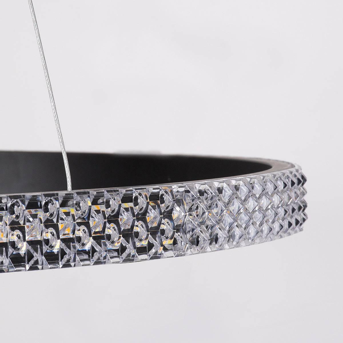 GloboStar® DIAMOND 61128 Κρεμαστό Φωτιστικό Δαχτυλίδι-Κύκλος LED CCT 30W 3513lm 360° AC 220-240V - Εναλλαγή Φωτισμού μέσω Τηλεχειριστηρίου All In One Ψυχρό 6000k+Φυσικό 4500k+Θερμό 2700k Dimmable Φ40cm - Μαύρο - 3 Years Warranty - ledmania.gr