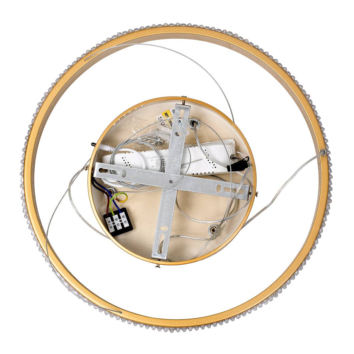 GloboStar® DIAMOND 61129 Κρεμαστό Φωτιστικό Δαχτυλίδι-Κύκλος LED CCT 30W 3513lm 360° AC 220-240V - Εναλλαγή Φωτισμού μέσω Τηλεχειριστηρίου All In One Ψυχρό 6000k+Φυσικό 4500k+Θερμό 2700k Dimmable Φ40cm - Χρυσό Βούρτσας - 3 Years Warranty - ledmania.gr