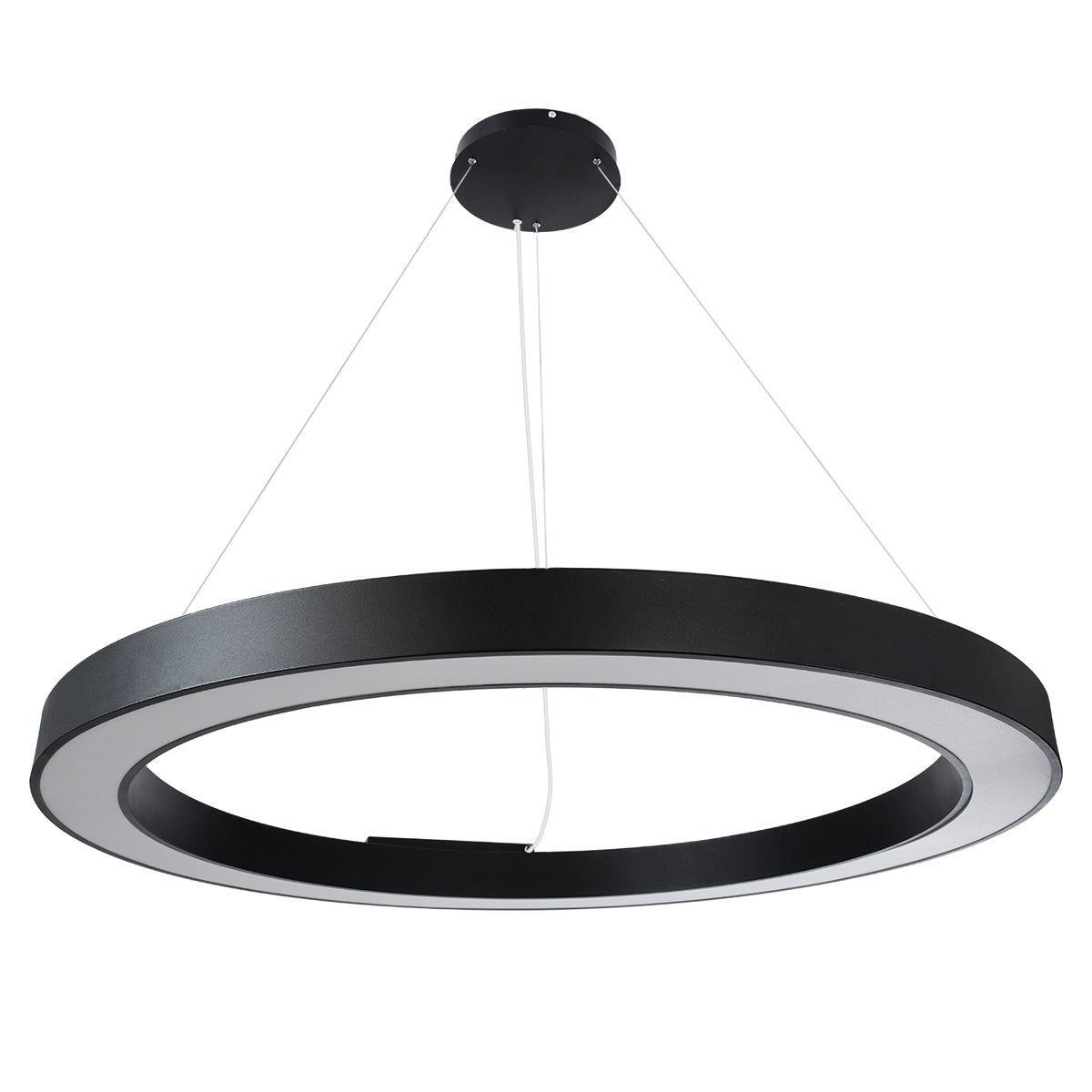 GloboStar® RA 61198 Κρεμαστό Φωτιστικό Δαχτυλίδι-Κύκλος LED CCT 100W 11020lm 120° AC 220-240V - Εναλλαγή Φωτισμού μέσω Τηλεχειριστηρίου All In One Ψυχρό 6000k+Φυσικό 4500k+Θερμό 2700k Dimmable Φ120cm - Μαύρο - 3 Years Warranty - ledmania.gr