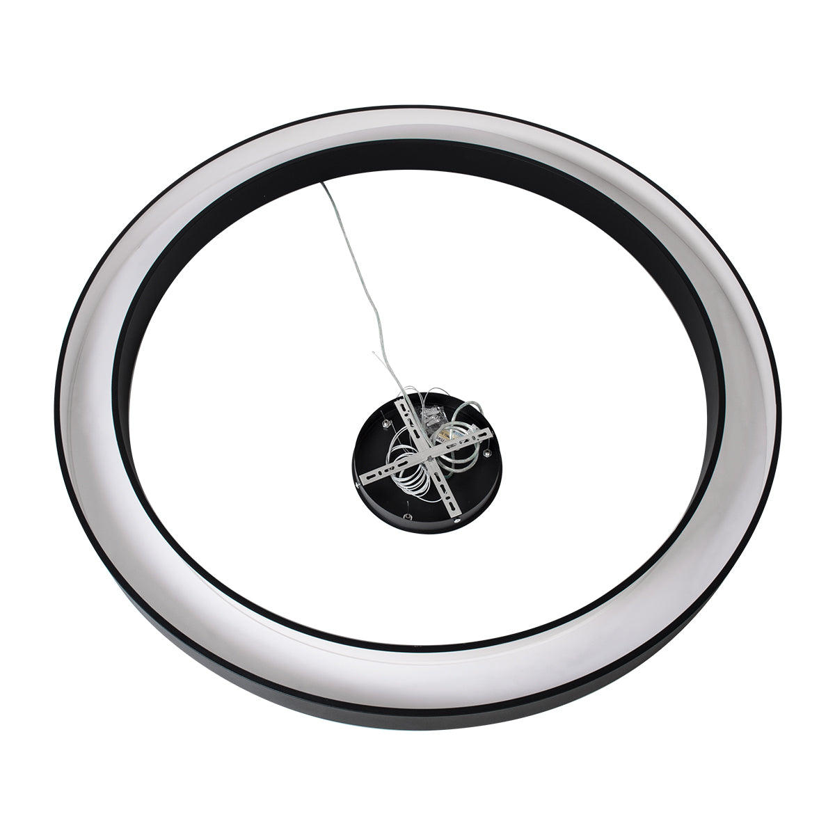 GloboStar® RA 61198 Κρεμαστό Φωτιστικό Δαχτυλίδι-Κύκλος LED CCT 100W 11020lm 120° AC 220-240V - Εναλλαγή Φωτισμού μέσω Τηλεχειριστηρίου All In One Ψυχρό 6000k+Φυσικό 4500k+Θερμό 2700k Dimmable Φ120cm - Μαύρο - 3 Years Warranty - ledmania.gr