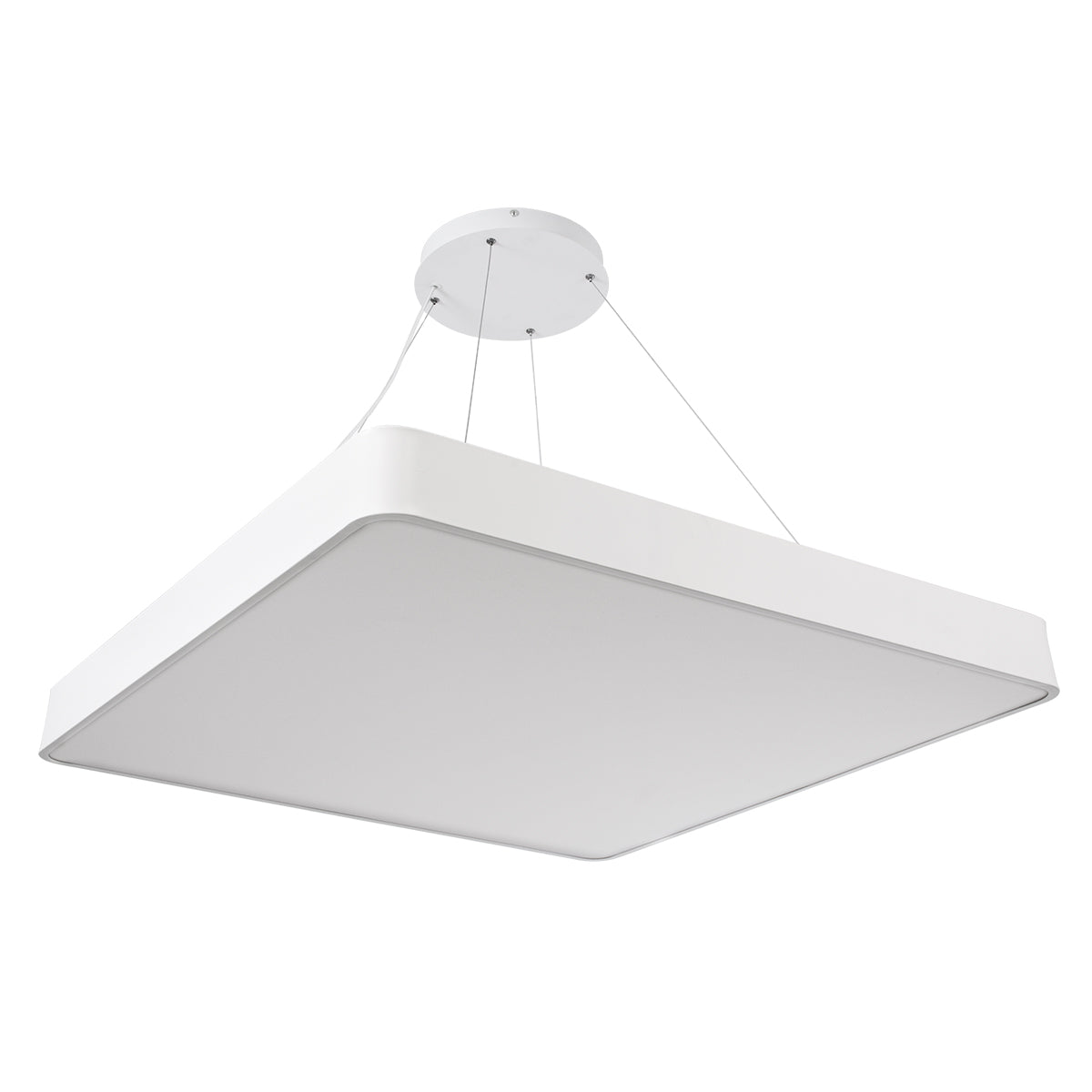 GloboStar® KAMALA 61211-P Κρεμαστή Πλαφονιέρα Οροφής LED CCT 100W 11020lm 120° AC 220-240V - Εναλλαγή Φωτισμού μέσω Τηλεχειριστηρίου All In One Ψυχρό 6000k+Φυσικό 4500k+Θερμό 2700k Dimmable Μ80 x Π80 x Υ8cm- Λευκό- 3 Years Warranty - ledmania.gr