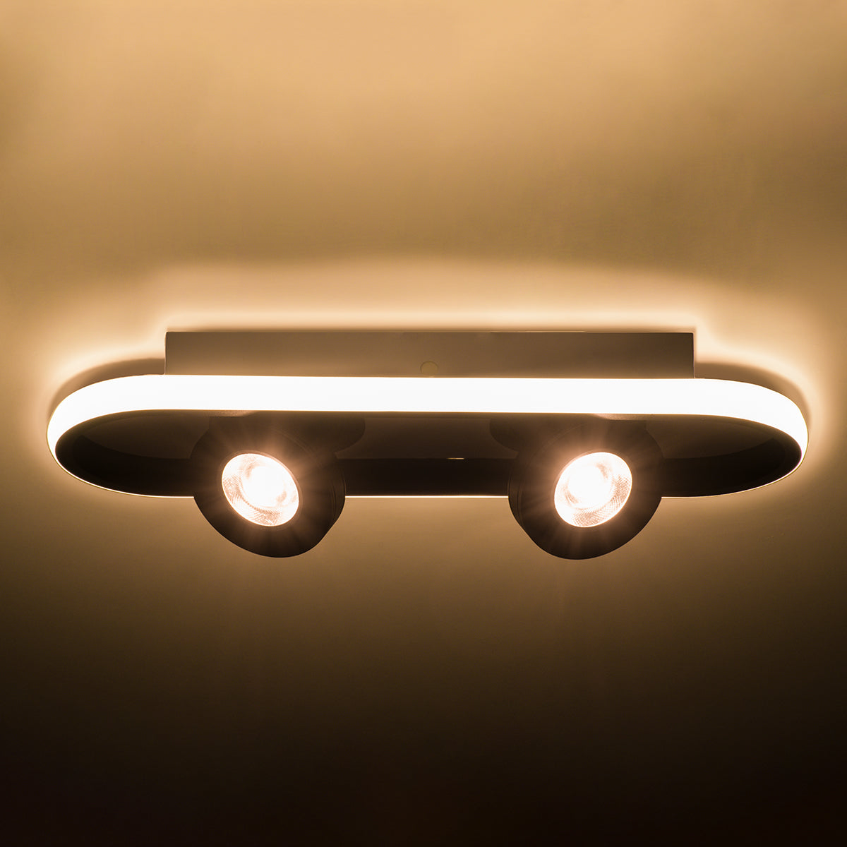 GloboStar® NESPO 61212 Φωτιστικό Οροφής Linear Design LED CCT με Κινούμενα Σποτ LED Spot Downlight 36W 4032lm 360° & 45° AC 220-240V - Εναλλαγή Φωτισμού μέσω Διακόπτη On/Off All In One Ψυχρό 6000k+Φυσικό 4500k+Θερμό 2700k Μ40 x Π13 x Υ6.5cm - Μαύρο - ledmania.gr