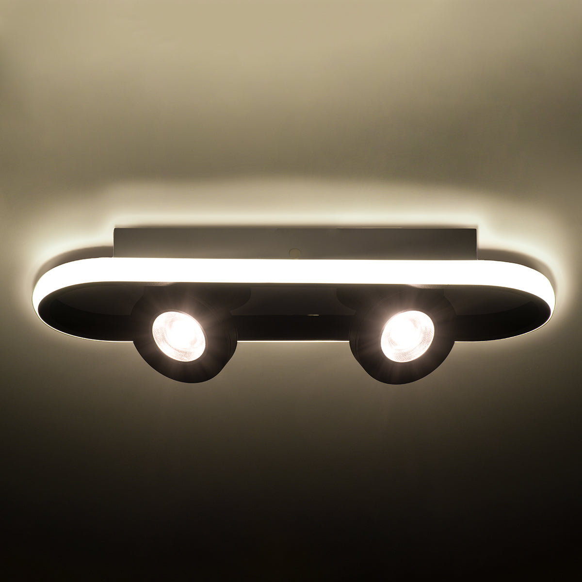 GloboStar® NESPO 61212 Φωτιστικό Οροφής Linear Design LED CCT με Κινούμενα Σποτ LED Spot Downlight 36W 4032lm 360° & 45° AC 220-240V - Εναλλαγή Φωτισμού μέσω Διακόπτη On/Off All In One Ψυχρό 6000k+Φυσικό 4500k+Θερμό 2700k Μ40 x Π13 x Υ6.5cm - Μαύρο - ledmania.gr