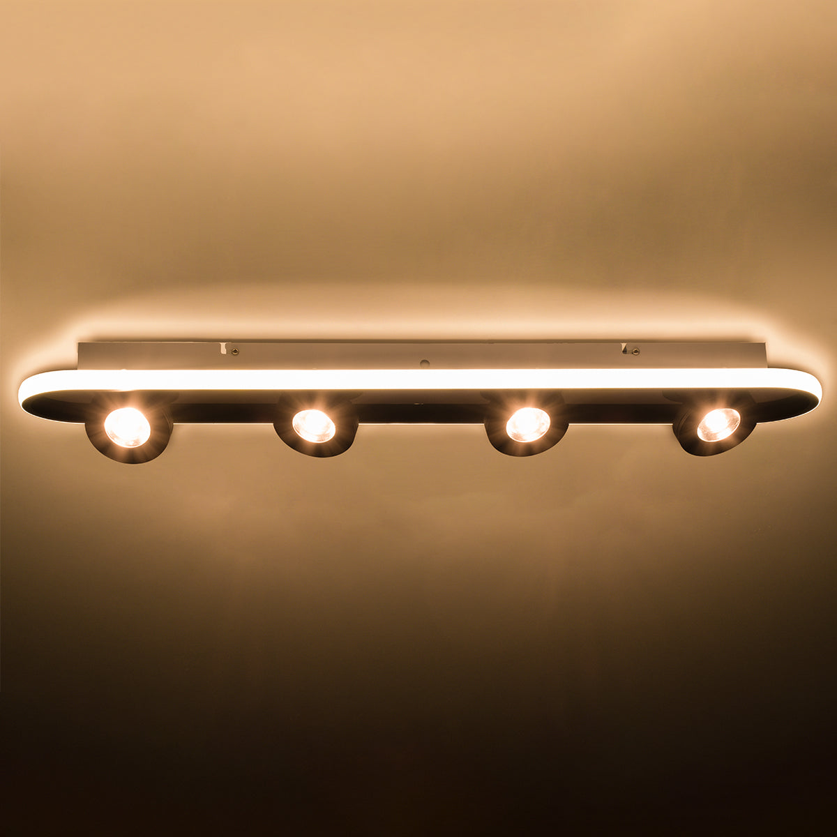GloboStar® NESPO 61214 Φωτιστικό Οροφής Linear Design LED CCT με Κινούμενα Σποτ LED Spot Downlight 48W 5376lm 360° & 45° AC 220-240V - Εναλλαγή Φωτισμού μέσω Διακόπτη On/Off All In One Ψυχρό 6000k+Φυσικό 4500k+Θερμό 2700k Μ80 x Π13 x Υ6.5cm - Μαύρο - ledmania.gr
