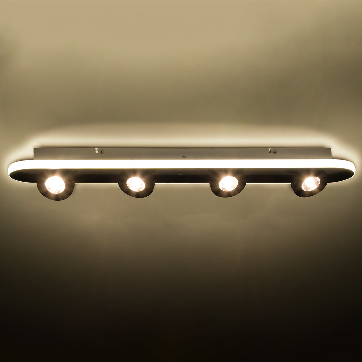GloboStar® NESPO 61214 Φωτιστικό Οροφής Linear Design LED CCT με Κινούμενα Σποτ LED Spot Downlight 48W 5376lm 360° & 45° AC 220-240V - Εναλλαγή Φωτισμού μέσω Διακόπτη On/Off All In One Ψυχρό 6000k+Φυσικό 4500k+Θερμό 2700k Μ80 x Π13 x Υ6.5cm - Μαύρο - ledmania.gr