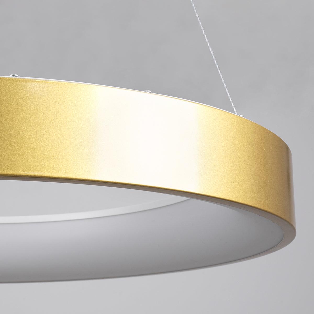 GloboStar® SALEM 61247 Κρεμαστή Πλαφονιέρα Οροφής Δαχτυλίδι-Κύκλος LED CCT 105W 12075lm 120° AC 220-240V - Εναλλαγή Φωτισμού μέσω Τηλεχειριστηρίου All In One Ψυχρό 6000k+Φυσικό 4500k+Θερμό 2700k Dimmable Φ60cm - Χρυσό Σαμπανιζέ - 3 Years Warranty - ledmania.gr