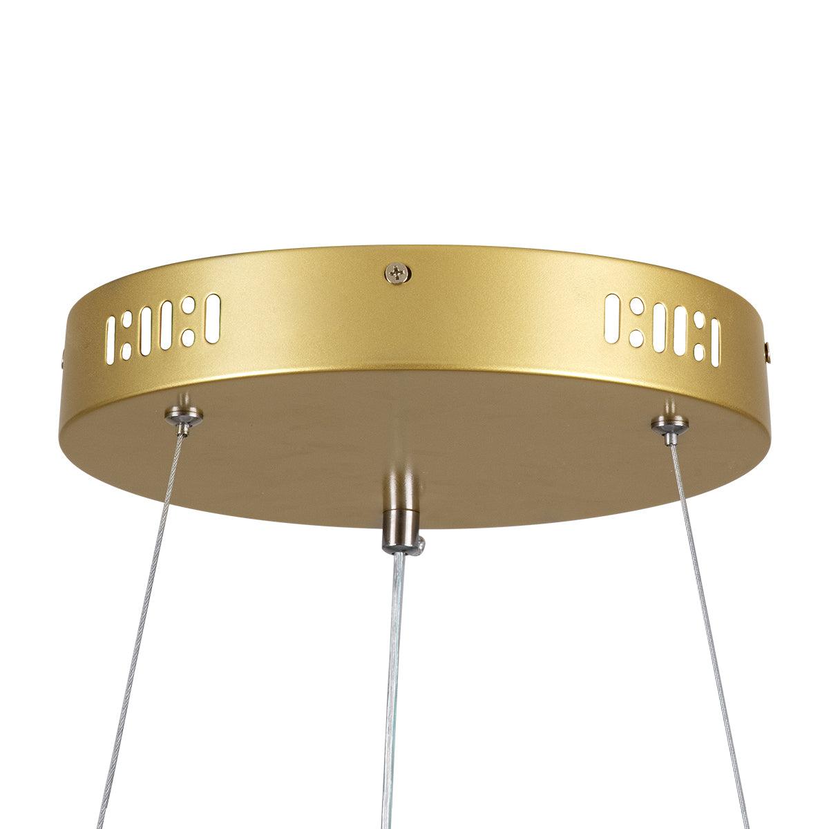 GloboStar® SALEM 61247 Κρεμαστή Πλαφονιέρα Οροφής Δαχτυλίδι-Κύκλος LED CCT 105W 12075lm 120° AC 220-240V - Εναλλαγή Φωτισμού μέσω Τηλεχειριστηρίου All In One Ψυχρό 6000k+Φυσικό 4500k+Θερμό 2700k Dimmable Φ60cm - Χρυσό Σαμπανιζέ - 3 Years Warranty - ledmania.gr
