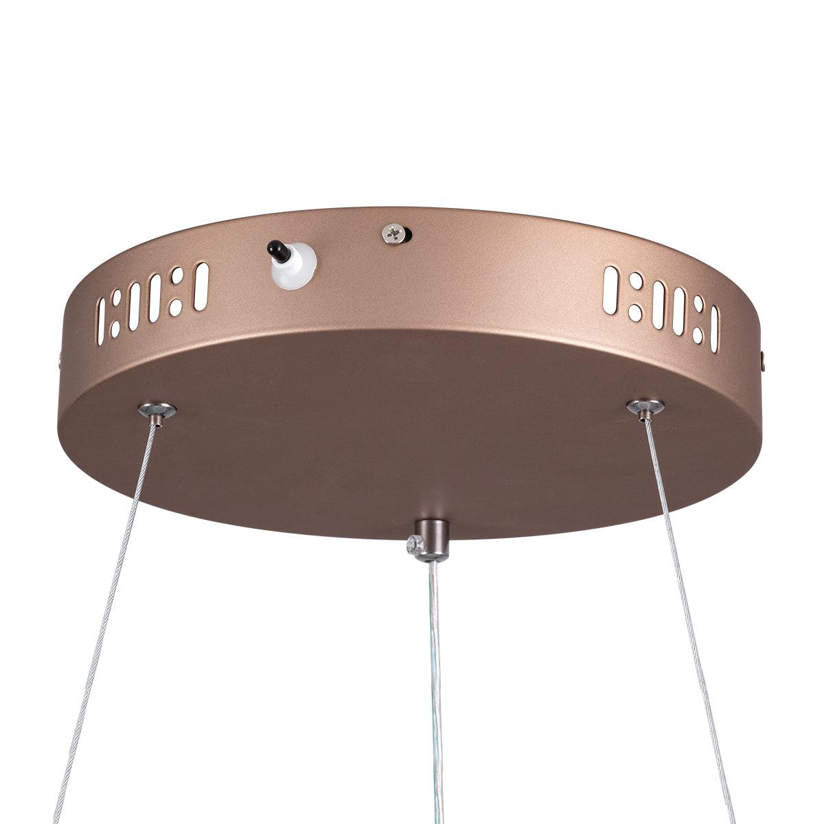 GloboStar® SALEM 61248 Κρεμαστή Πλαφονιέρα Οροφής Δαχτυλίδι-Κύκλος LED CCT 105W 12075lm 120° AC 220-240V - Εναλλαγή Φωτισμού μέσω Τηλεχειριστηρίου All In One Ψυχρό 6000k+Φυσικό 4500k+Θερμό 2700k Dimmable Φ60cm - Καφέ Χάλκινο - 3 Years Warranty - ledmania.gr