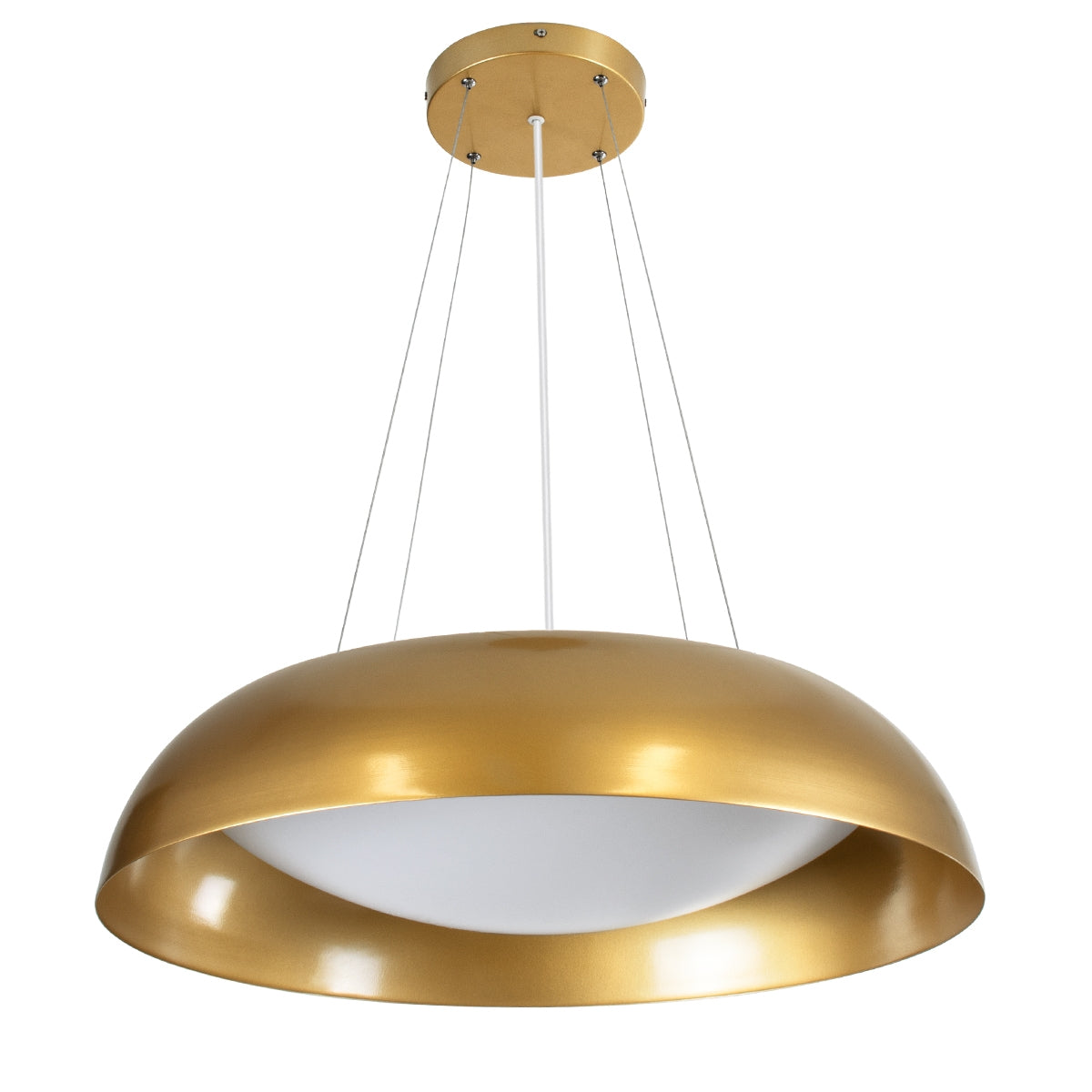 GloboStar® ANATOLIA 61270 Κρεμαστή Πλαφονιέρα Οροφής LED CCT 75W 8625lm 120° AC 220-240V - Εναλλαγή Φωτισμού μέσω Τηλεχειριστηρίου All In One Ψυχρό 6000k+Φυσικό 4500k+Θερμό 2700k Dimmable Φ60cm - Χρυσό - ledmania.gr