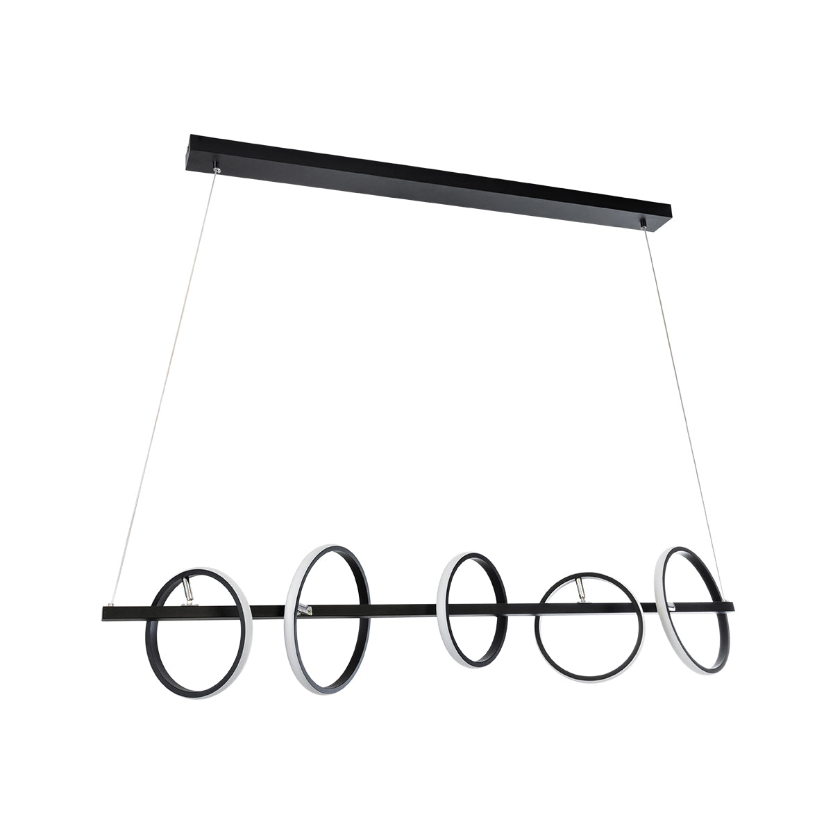 GloboStar® CIRCOLARE 61319 Κρεμαστό Φωτιστικό Οροφής Design LED CCT 75W 8400lm 360° AC 220-240V - Εναλλαγή Φωτισμού μέσω Τηλεχειριστηρίου All In One Ψυχρό 6000k+Φυσικό 4500k+Θερμό 2700k Dimmable Μ120 x Π25 x Υ25cm - Μαύρο - 3 Χρόνια Εγγύηση - ledmania.gr