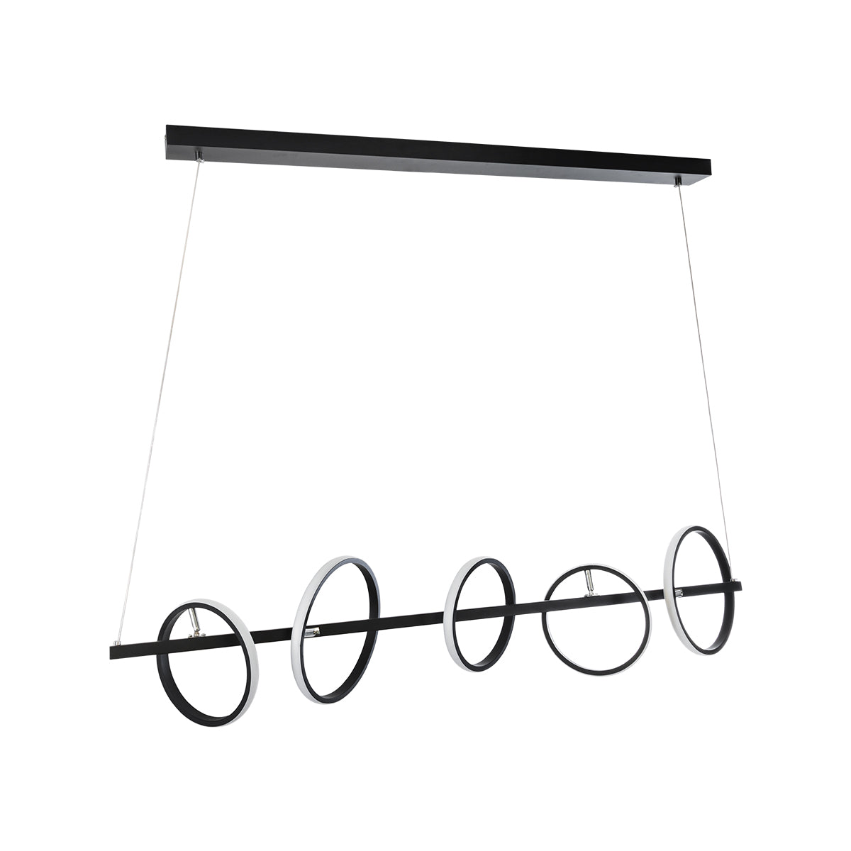 GloboStar® CIRCOLARE 61319 Κρεμαστό Φωτιστικό Οροφής Design LED CCT 75W 8400lm 360° AC 220-240V - Εναλλαγή Φωτισμού μέσω Τηλεχειριστηρίου All In One Ψυχρό 6000k+Φυσικό 4500k+Θερμό 2700k Dimmable Μ120 x Π25 x Υ25cm - Μαύρο - 3 Χρόνια Εγγύηση - ledmania.gr