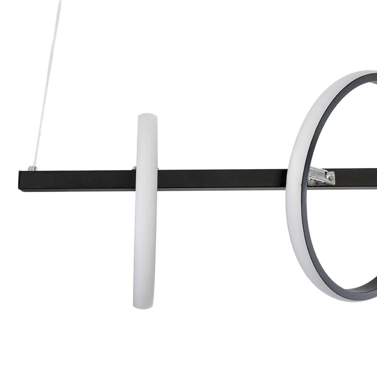 GloboStar® CIRCOLARE 61319 Κρεμαστό Φωτιστικό Οροφής Design LED CCT 75W 8400lm 360° AC 220-240V - Εναλλαγή Φωτισμού μέσω Τηλεχειριστηρίου All In One Ψυχρό 6000k+Φυσικό 4500k+Θερμό 2700k Dimmable Μ120 x Π25 x Υ25cm - Μαύρο - 3 Χρόνια Εγγύηση - ledmania.gr