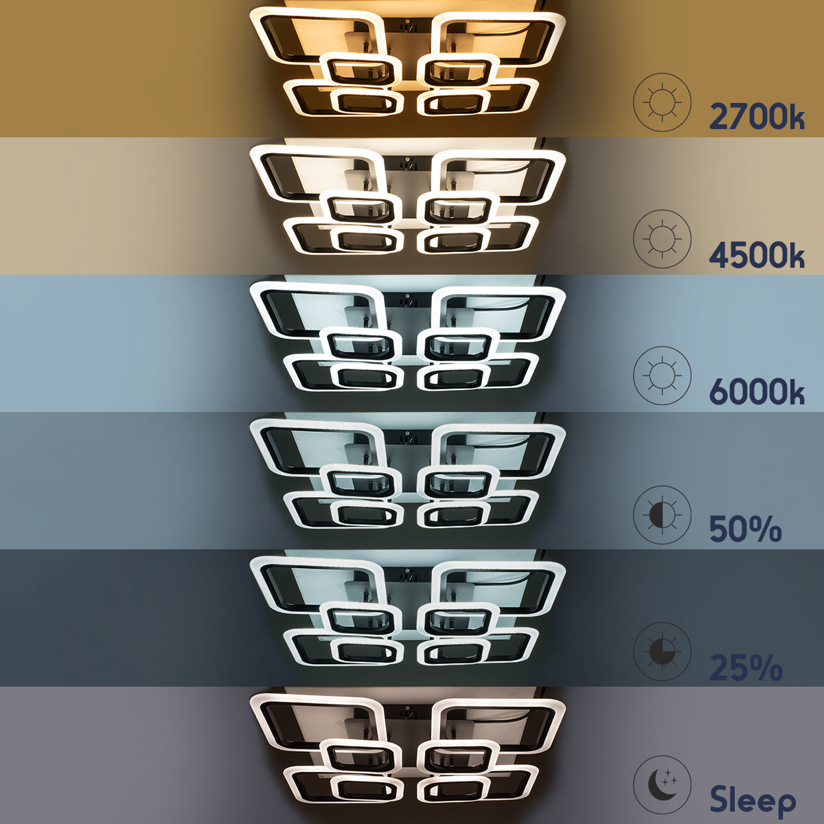GloboStar® ROYAL-S 61325 Φωτιστικό Οροφής Design LED CCT 135W 16200lm 360° AC 220-240V - Εναλλαγή Φωτισμού μέσω Τηλεχειριστηρίου All In One Ψυχρό 6000k+Φυσικό 4500k+Θερμό 2700k Dimmable Μ58.5 x Π58.5 x Υ12cm - Μαύρο - 3 Years Warranty - ledmania.gr