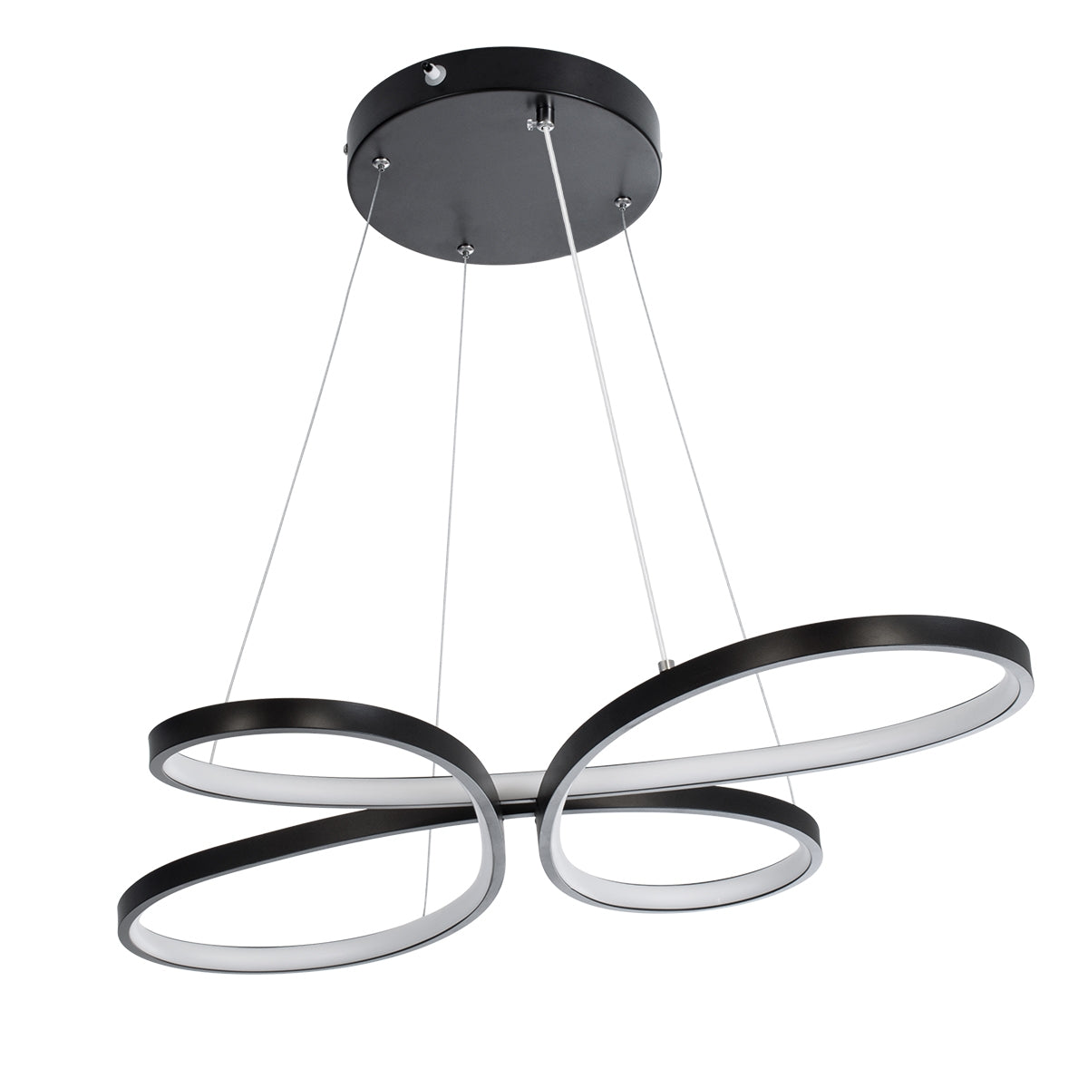 GloboStar® BUTTERFLY 61391 Κρεμαστό Φωτιστικό Οροφής Design LED CCT 75W 8400lm 300° AC 220-240V - Εναλλαγή Φωτισμού μέσω Τηλεχειριστηρίου All In One Ψυχρό 6000k+Φυσικό 4500k+Θερμό 2700k Dimmable Μ71 x Π52 x Υ4cm - Μαύρο - ledmania.gr