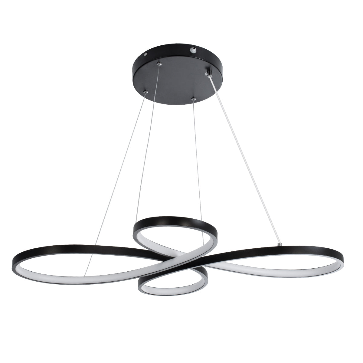 GloboStar® BUTTERFLY 61391 Κρεμαστό Φωτιστικό Οροφής Design LED CCT 75W 8400lm 300° AC 220-240V - Εναλλαγή Φωτισμού μέσω Τηλεχειριστηρίου All In One Ψυχρό 6000k+Φυσικό 4500k+Θερμό 2700k Dimmable Μ71 x Π52 x Υ4cm - Μαύρο - ledmania.gr