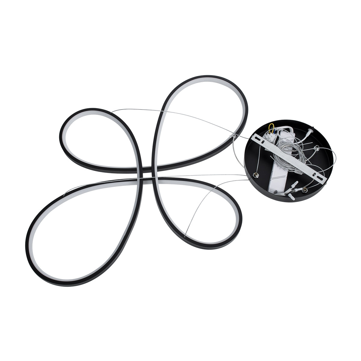 GloboStar® BUTTERFLY 61391 Κρεμαστό Φωτιστικό Οροφής Design LED CCT 75W 8400lm 300° AC 220-240V - Εναλλαγή Φωτισμού μέσω Τηλεχειριστηρίου All In One Ψυχρό 6000k+Φυσικό 4500k+Θερμό 2700k Dimmable Μ71 x Π52 x Υ4cm - Μαύρο - ledmania.gr