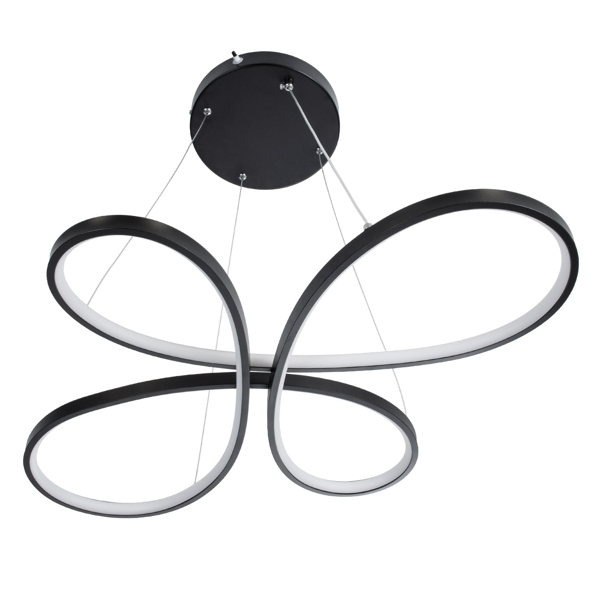 GloboStar® BUTTERFLY 61391 Κρεμαστό Φωτιστικό Οροφής Design LED CCT 75W 8400lm 300° AC 220-240V - Εναλλαγή Φωτισμού μέσω Τηλεχειριστηρίου All In One Ψυχρό 6000k+Φυσικό 4500k+Θερμό 2700k Dimmable Μ71 x Π52 x Υ4cm - Μαύρο - ledmania.gr