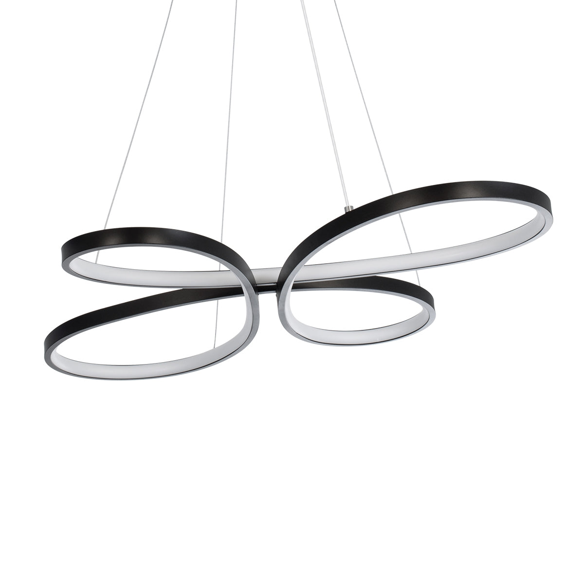 GloboStar® BUTTERFLY 61391 Κρεμαστό Φωτιστικό Οροφής Design LED CCT 75W 8400lm 300° AC 220-240V - Εναλλαγή Φωτισμού μέσω Τηλεχειριστηρίου All In One Ψυχρό 6000k+Φυσικό 4500k+Θερμό 2700k Dimmable Μ71 x Π52 x Υ4cm - Μαύρο - ledmania.gr