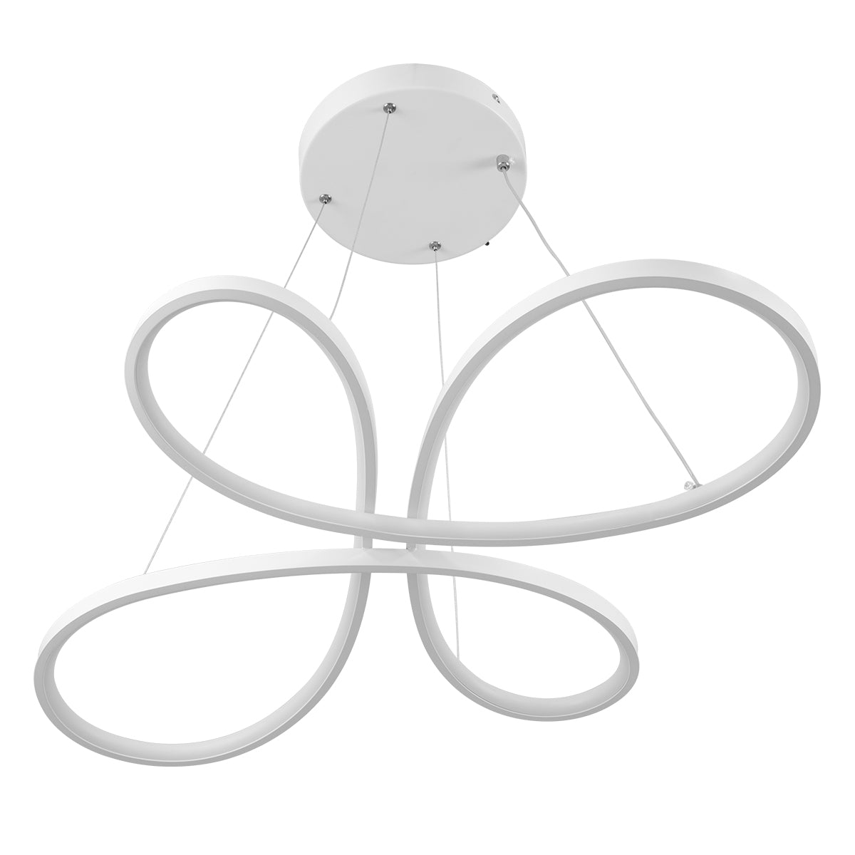 GloboStar® BUTTERFLY 61392 Κρεμαστό Φωτιστικό Οροφής Design LED CCT 75W 8400lm 300° AC 220-240V - Εναλλαγή Φωτισμού μέσω Τηλεχειριστηρίου All In One Ψυχρό 6000k+Φυσικό 4500k+Θερμό 2700k Dimmable Μ71 x Π52 x Υ4cm - Λευκό - ledmania.gr