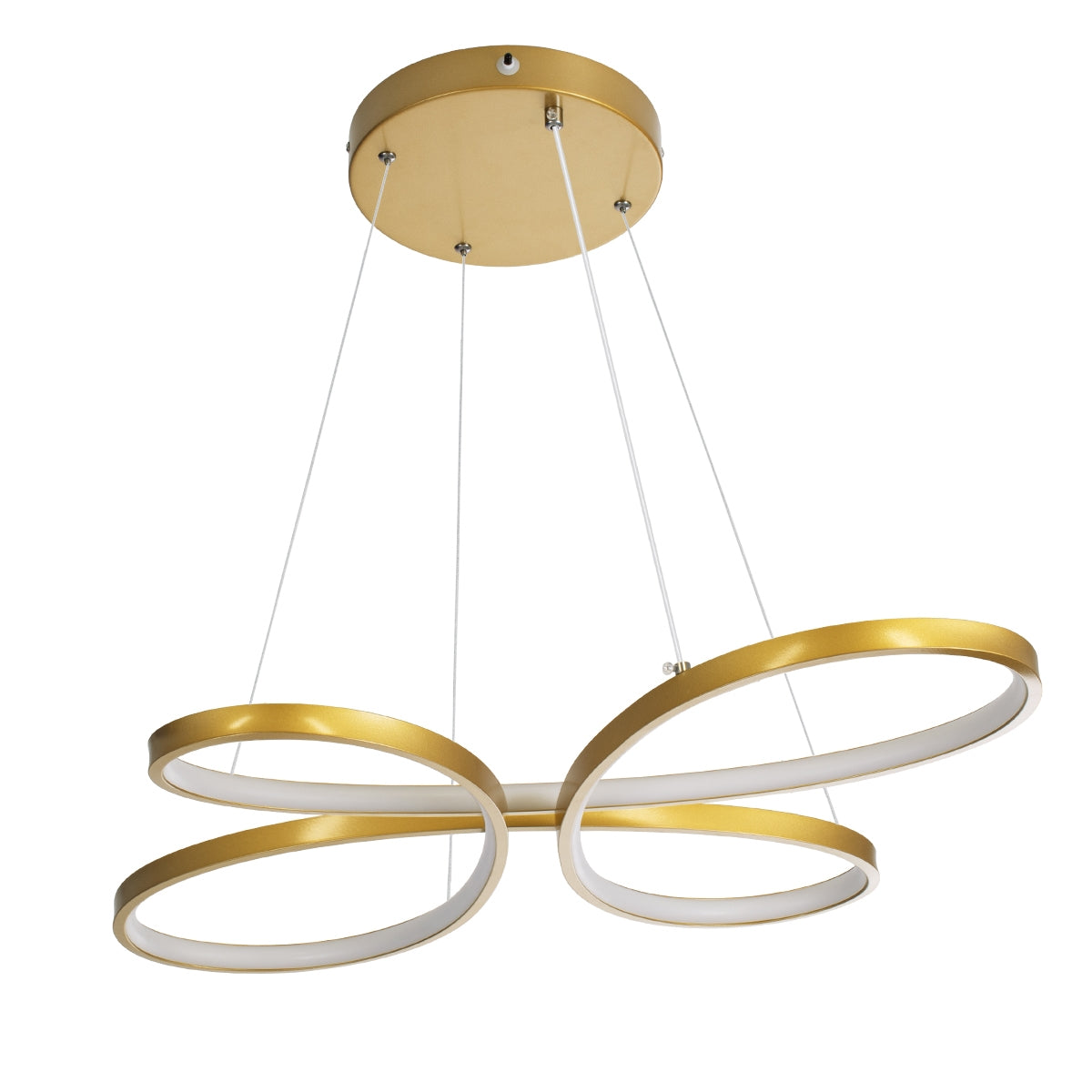 GloboStar® BUTTERFLY 61393 Κρεμαστό Φωτιστικό Οροφής Design LED CCT 75W 8400lm 300° AC 220-240V - Εναλλαγή Φωτισμού μέσω Τηλεχειριστηρίου All In One Ψυχρό 6000k+Φυσικό 4500k+Θερμό 2700k Dimmable Μ71 x Π52 x Υ4cm - Χρυσό Βούρτσας - ledmania.gr