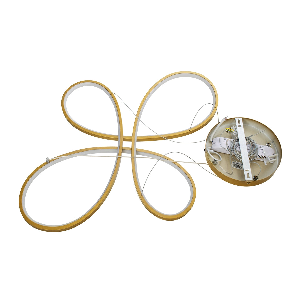 GloboStar® BUTTERFLY 61393 Κρεμαστό Φωτιστικό Οροφής Design LED CCT 75W 8400lm 300° AC 220-240V - Εναλλαγή Φωτισμού μέσω Τηλεχειριστηρίου All In One Ψυχρό 6000k+Φυσικό 4500k+Θερμό 2700k Dimmable Μ71 x Π52 x Υ4cm - Χρυσό Βούρτσας - ledmania.gr