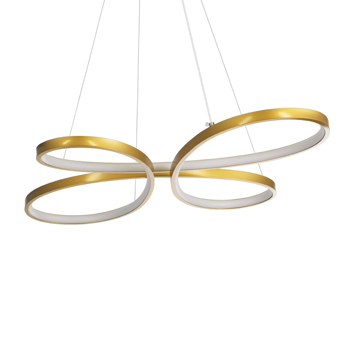 GloboStar® BUTTERFLY 61393 Κρεμαστό Φωτιστικό Οροφής Design LED CCT 75W 8400lm 300° AC 220-240V - Εναλλαγή Φωτισμού μέσω Τηλεχειριστηρίου All In One Ψυχρό 6000k+Φυσικό 4500k+Θερμό 2700k Dimmable Μ71 x Π52 x Υ4cm - Χρυσό Βούρτσας - ledmania.gr