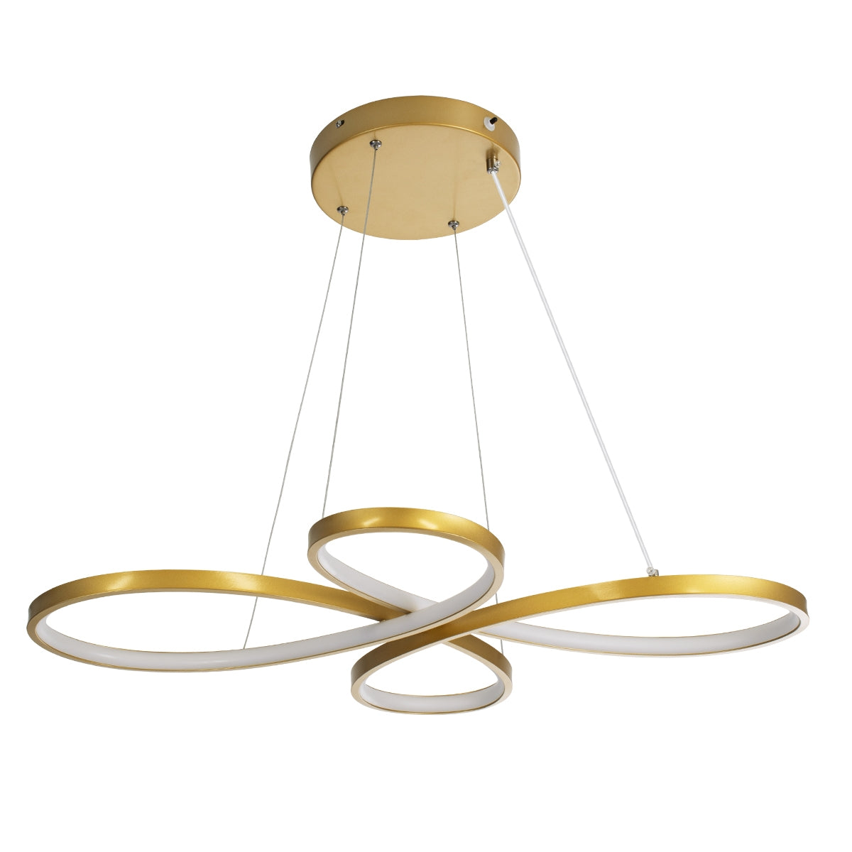 GloboStar® BUTTERFLY 61393 Κρεμαστό Φωτιστικό Οροφής Design LED CCT 75W 8400lm 300° AC 220-240V - Εναλλαγή Φωτισμού μέσω Τηλεχειριστηρίου All In One Ψυχρό 6000k+Φυσικό 4500k+Θερμό 2700k Dimmable Μ71 x Π52 x Υ4cm - Χρυσό Βούρτσας - ledmania.gr