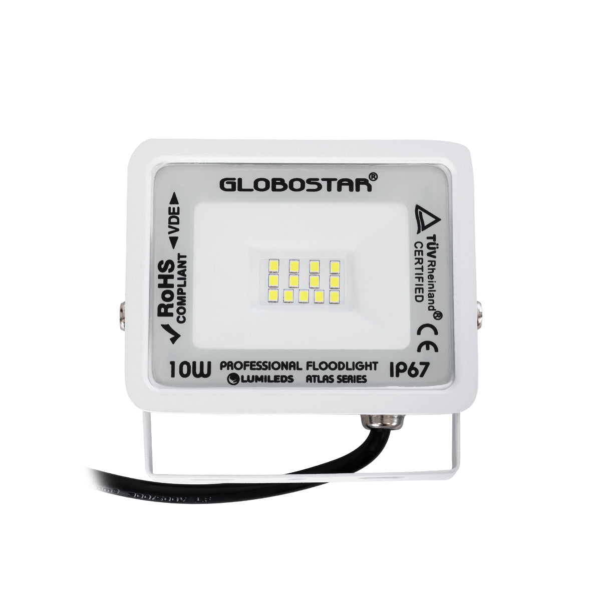 GloboStar® ATLAS 61404 Επαγγελματικός Προβολέας LED 10W 1250lm 120° AC 220-240V - Αδιάβροχος IP67 - Μ10 x Π2 x Υ8cm - Λευκό - Ψυχρό Λευκό 6000K - LUMILEDS Chips - TÜV Rheinland Certified - 5 Years Warranty - ledmania.gr