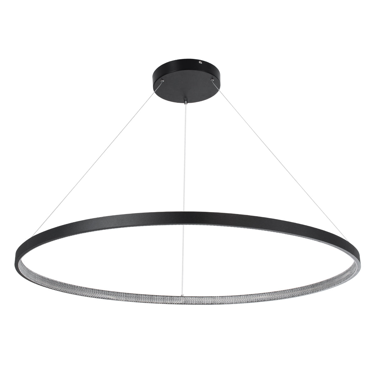 GloboStar® DIAMOND 61519 Κρεμαστό Φωτιστικό Δαχτυλίδι-Κύκλος LED CCT 75W 8400lm 360° AC 220-240V - Εναλλαγή Φωτισμού μέσω Τηλεχειριστηρίου All In One Ψυχρό 6000k+Φυσικό 4500k+Θερμό 2700k Dimmable Φ100cm - Μαύρο - 3 Years Warranty - ledmania.gr