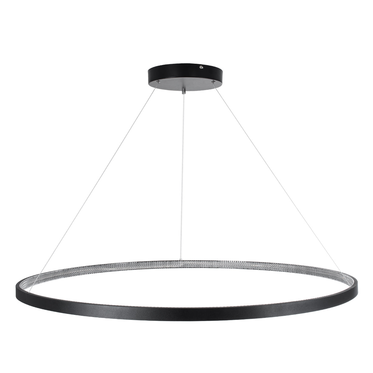 GloboStar® DIAMOND 61519 Κρεμαστό Φωτιστικό Δαχτυλίδι-Κύκλος LED CCT 75W 8400lm 360° AC 220-240V - Εναλλαγή Φωτισμού μέσω Τηλεχειριστηρίου All In One Ψυχρό 6000k+Φυσικό 4500k+Θερμό 2700k Dimmable Φ100cm - Μαύρο - 3 Years Warranty - ledmania.gr