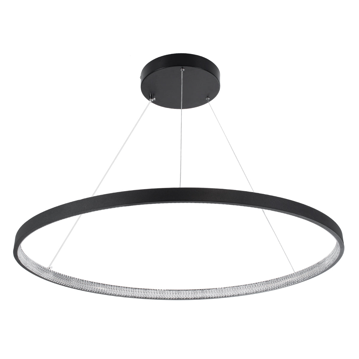 GloboStar® DIAMOND 61520 Κρεμαστό Φωτιστικό Δαχτυλίδι-Κύκλος LED CCT 67W 7504lm 360° AC 220-240V - Εναλλαγή Φωτισμού μέσω Τηλεχειριστηρίου All In One Ψυχρό 6000k+Φυσικό 4500k+Θερμό 2700k Dimmable Φ80cm - Μαύρο - 3 Years Warranty - ledmania.gr